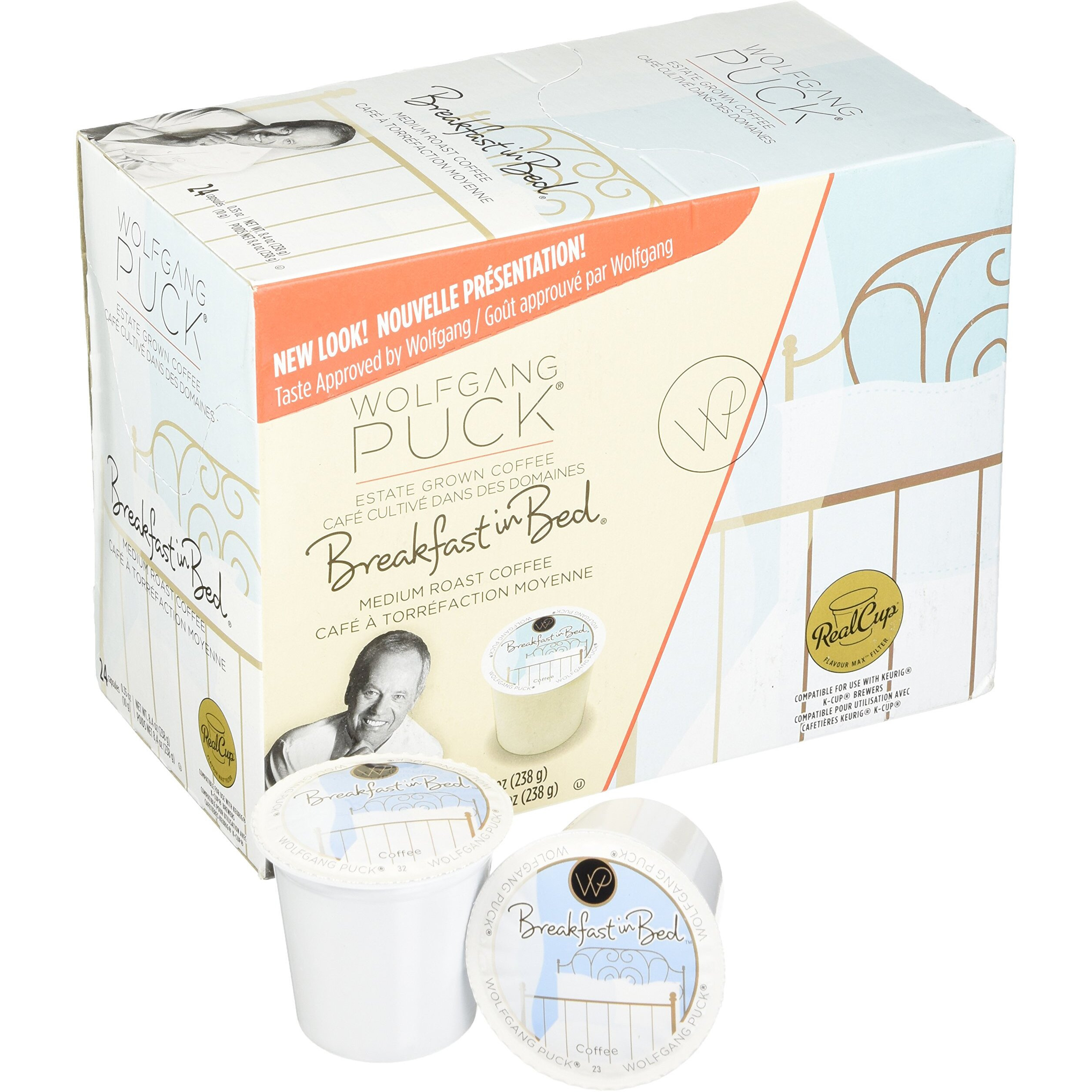 Wolfgang Puck Coffee Single Serve Capsules, Medium Roast, Compatible With Keurig K-Cup Brewers, Breakfast In Bed, 24 Count