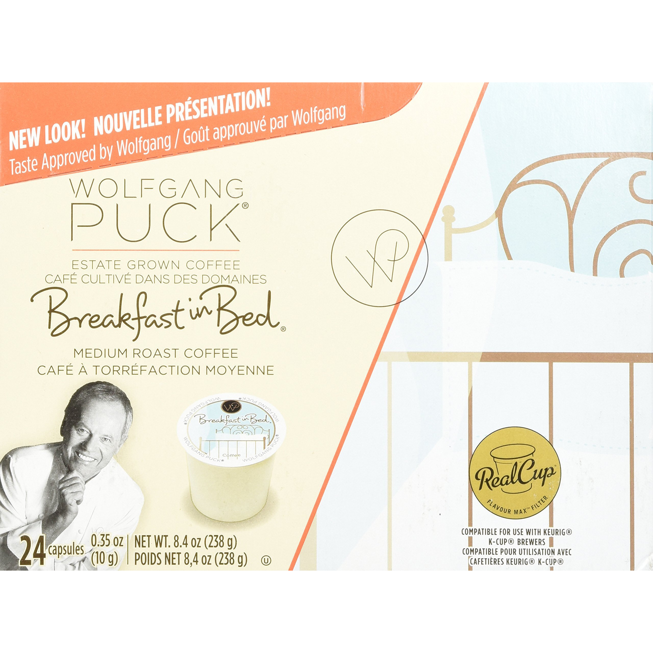 Wolfgang Puck Coffee Single Serve Capsules, Medium Roast, Compatible With Keurig K-Cup Brewers, Breakfast In Bed, 24 Count