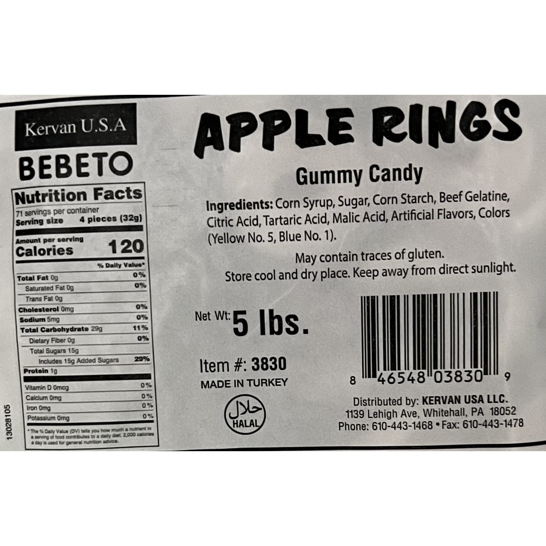 Kervan Candy Apple Rings Bulk Gummy Candy - 5 Pound Bag - Fruity & Sweet Gift Snacks For Kids - Party Size