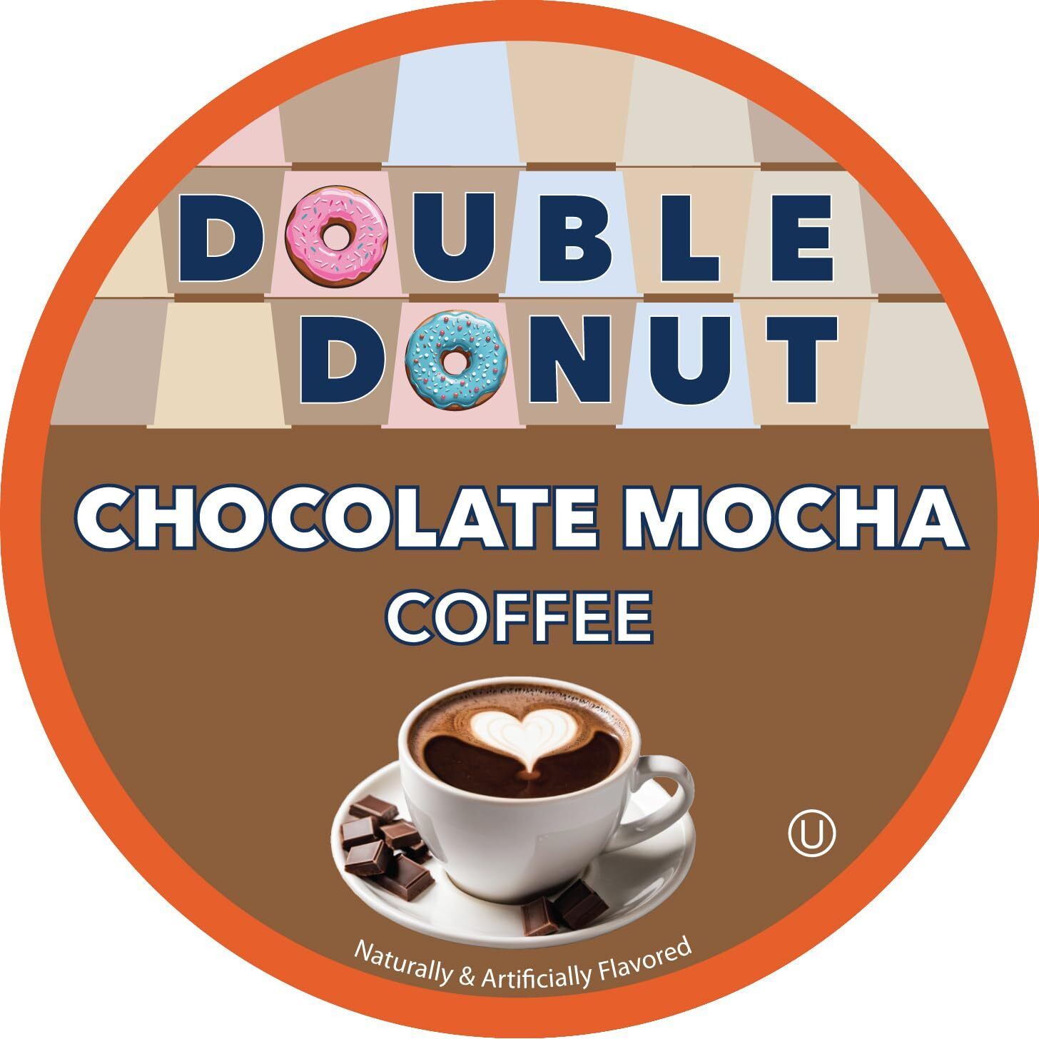 Double Donut Flavored Coffee Pods, Chocolate Mocha Coffee, Single Serve Medium Roast Coffee For Keurig K Cups Brewers, 80 Count