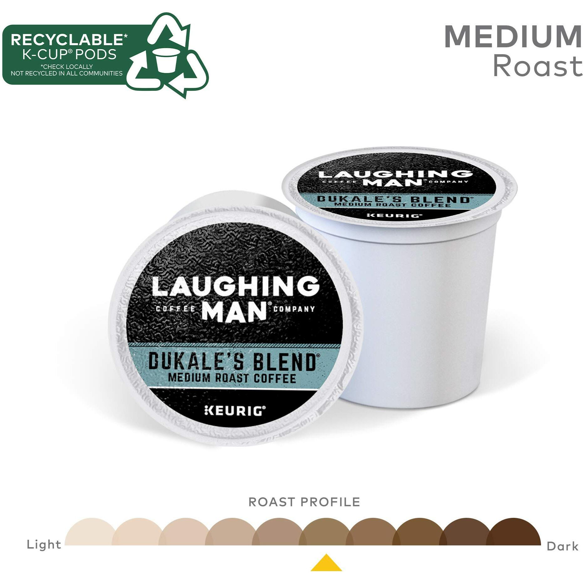 Laughing Man Dukale's Blend, Single-Serve Keurig K-Cup Pods, Medium Roast Coffee, 16 Count