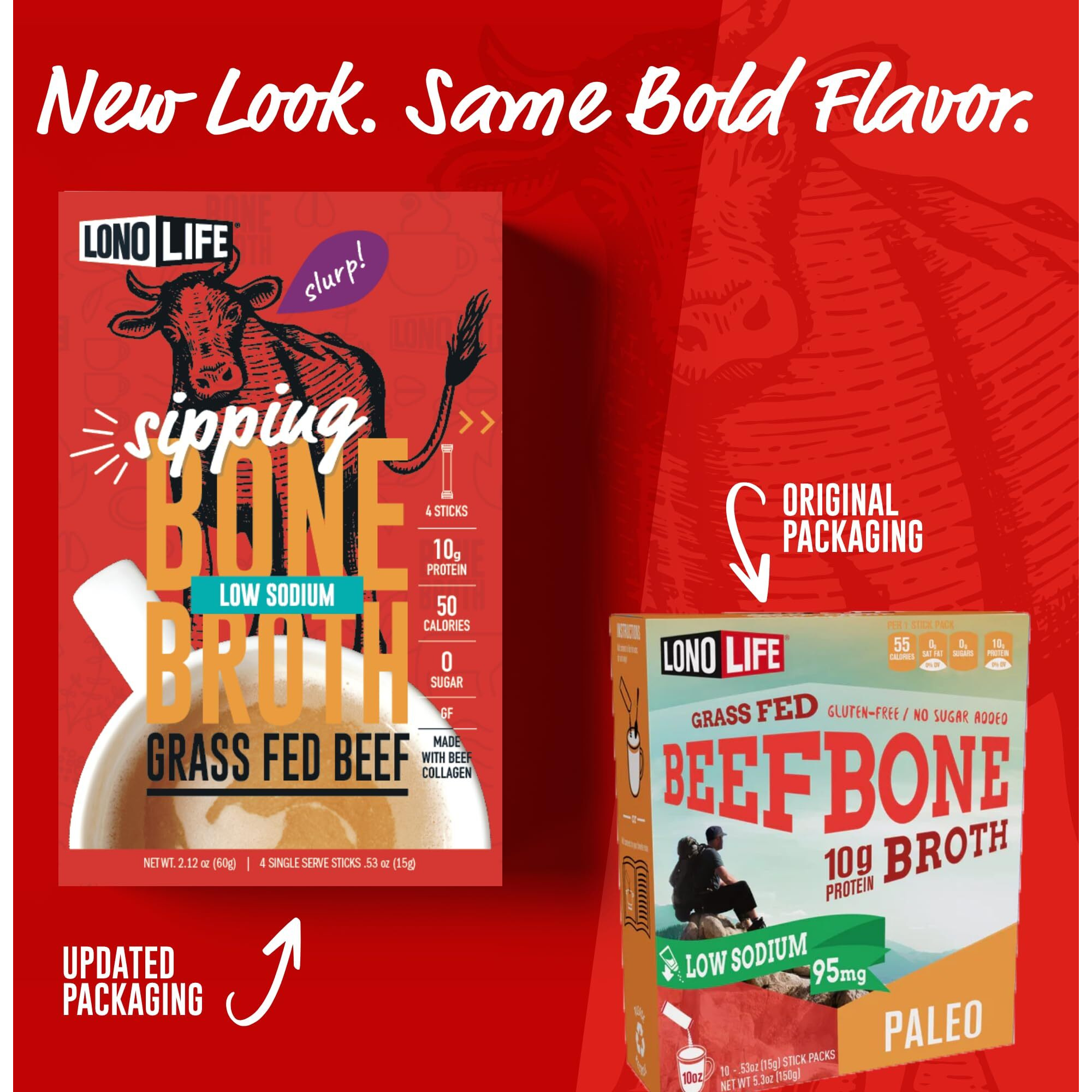 Lonolife Low Sodium Beef Bone Broth Powder Mix | Grass-Fed, 10G Protein | Collagen-Rich, Keto & Paleo Friendly | Natural Ingredients | 8Oz Bulk Container (15 Servings)