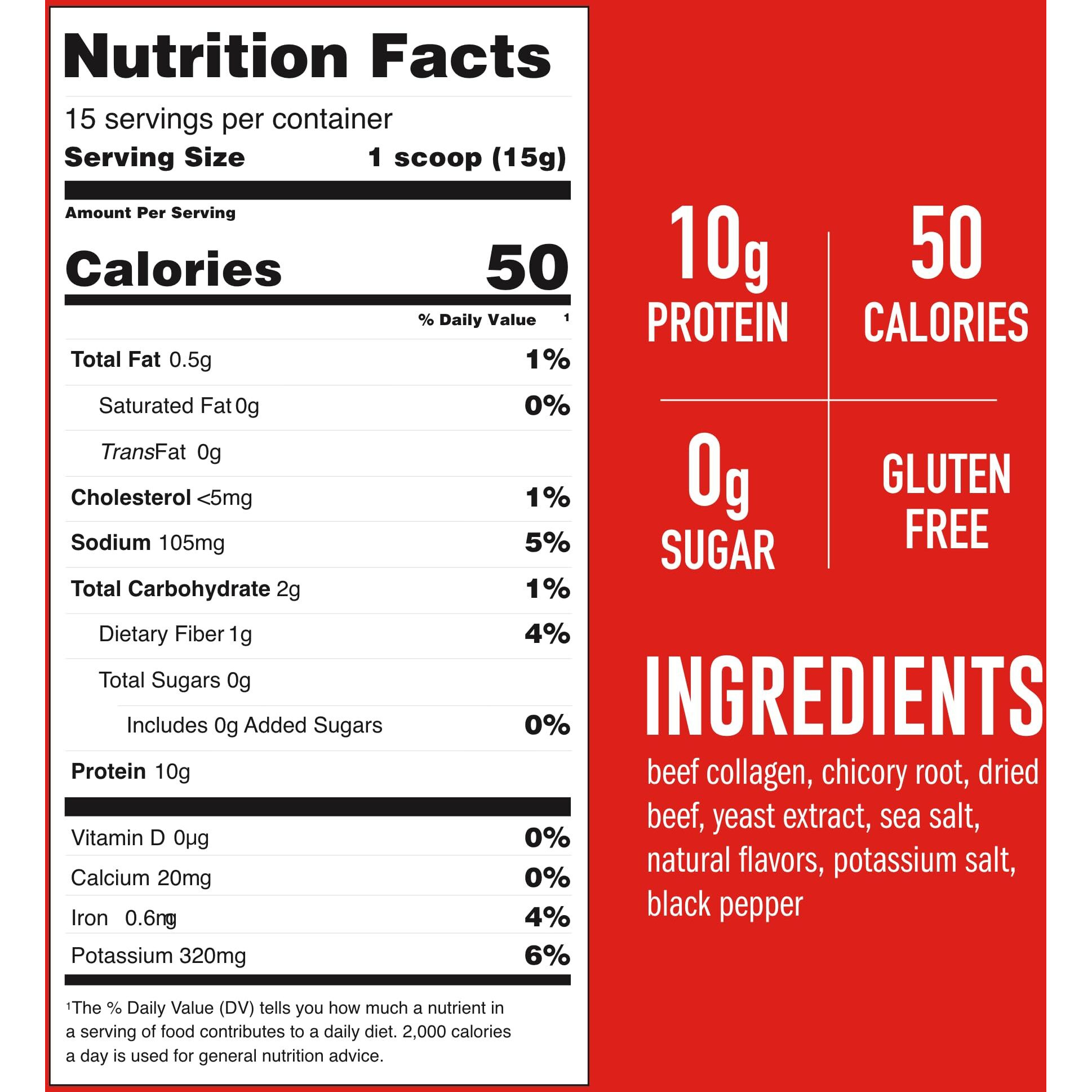 Lonolife Low Sodium Beef Bone Broth Powder Mix | Grass-Fed, 10G Protein | Collagen-Rich, Keto & Paleo Friendly | Natural Ingredients | 8Oz Bulk Container (15 Servings)