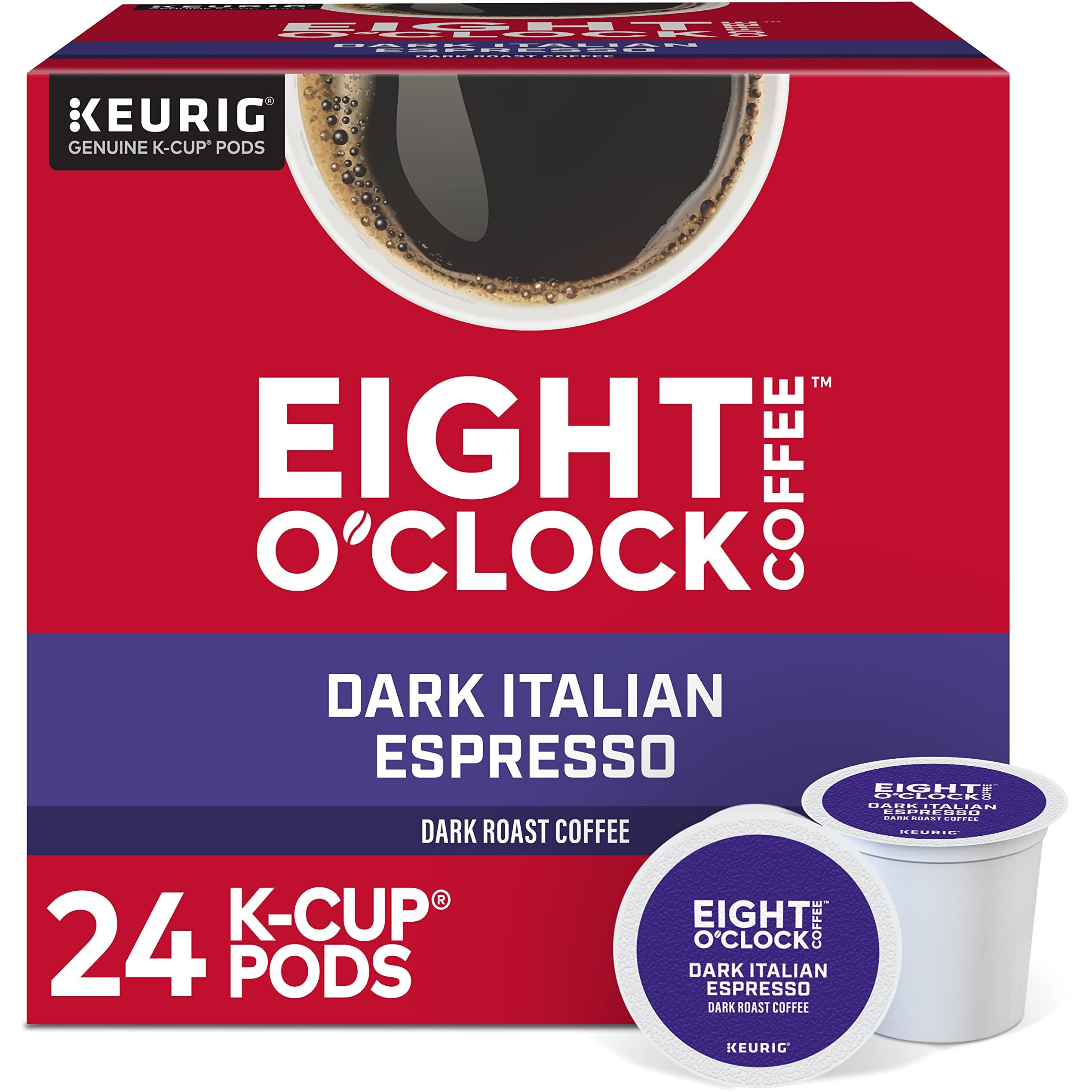 Eight O'Clock Coffee Dark Italian Espresso Roast Keurig Single-Serve K-Cup Pods, Dark Roast Coffee, 24 Count (Pack Of 1)