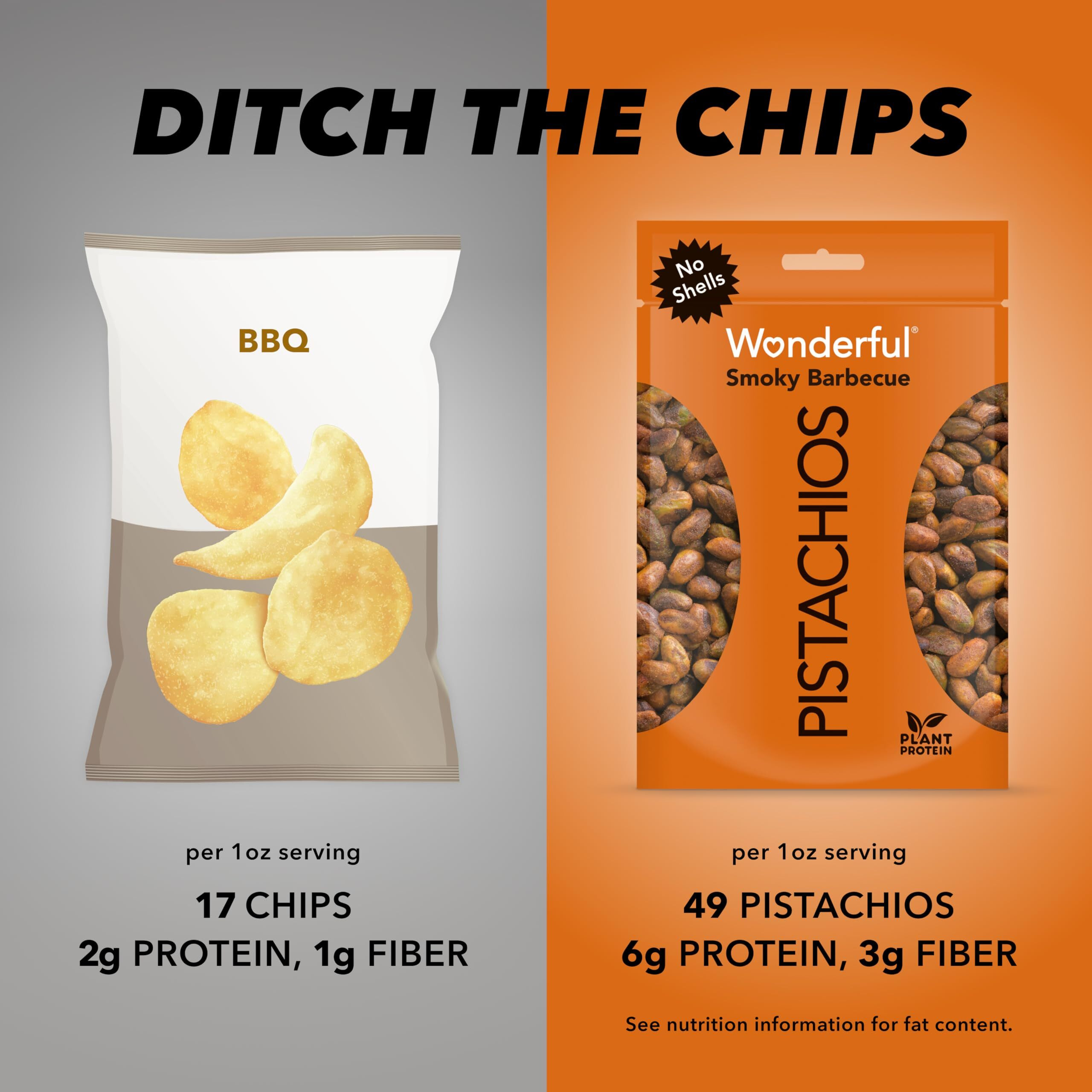 Wonderful Pistachios No Shells, Smoky Barbeque Nuts, 2.25 Ounce Bag (Pack Of 8), Protein Snacks, Healthy Snack, Travel Snacks