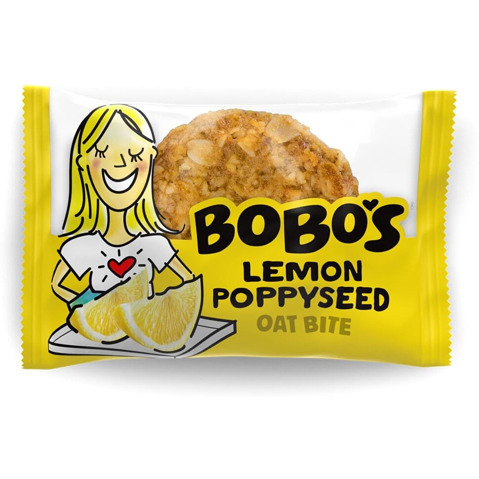 Bobo's Oat Bites, Lemon Poppyseed, 1.3 Oz Bites (30 Pack Box), Gluten Free Whole Grain Snack, Vegan On-The-Go