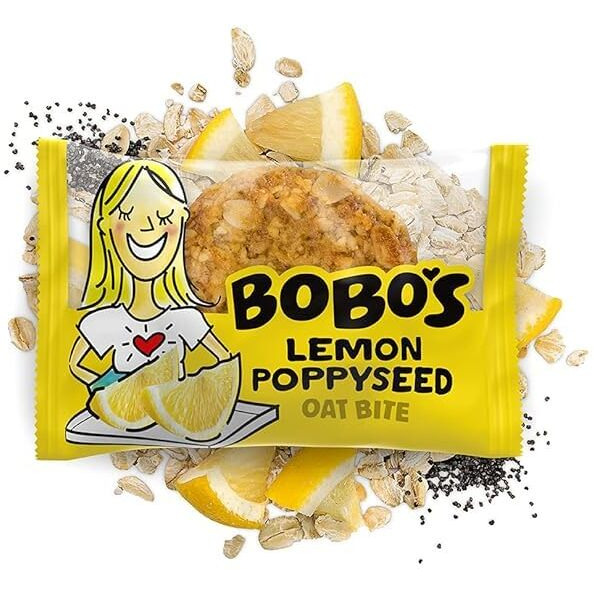 Bobo's Oat Bites, Lemon Poppyseed, 1.3 Oz Bites (30 Pack Box), Gluten Free Whole Grain Snack, Vegan On-The-Go