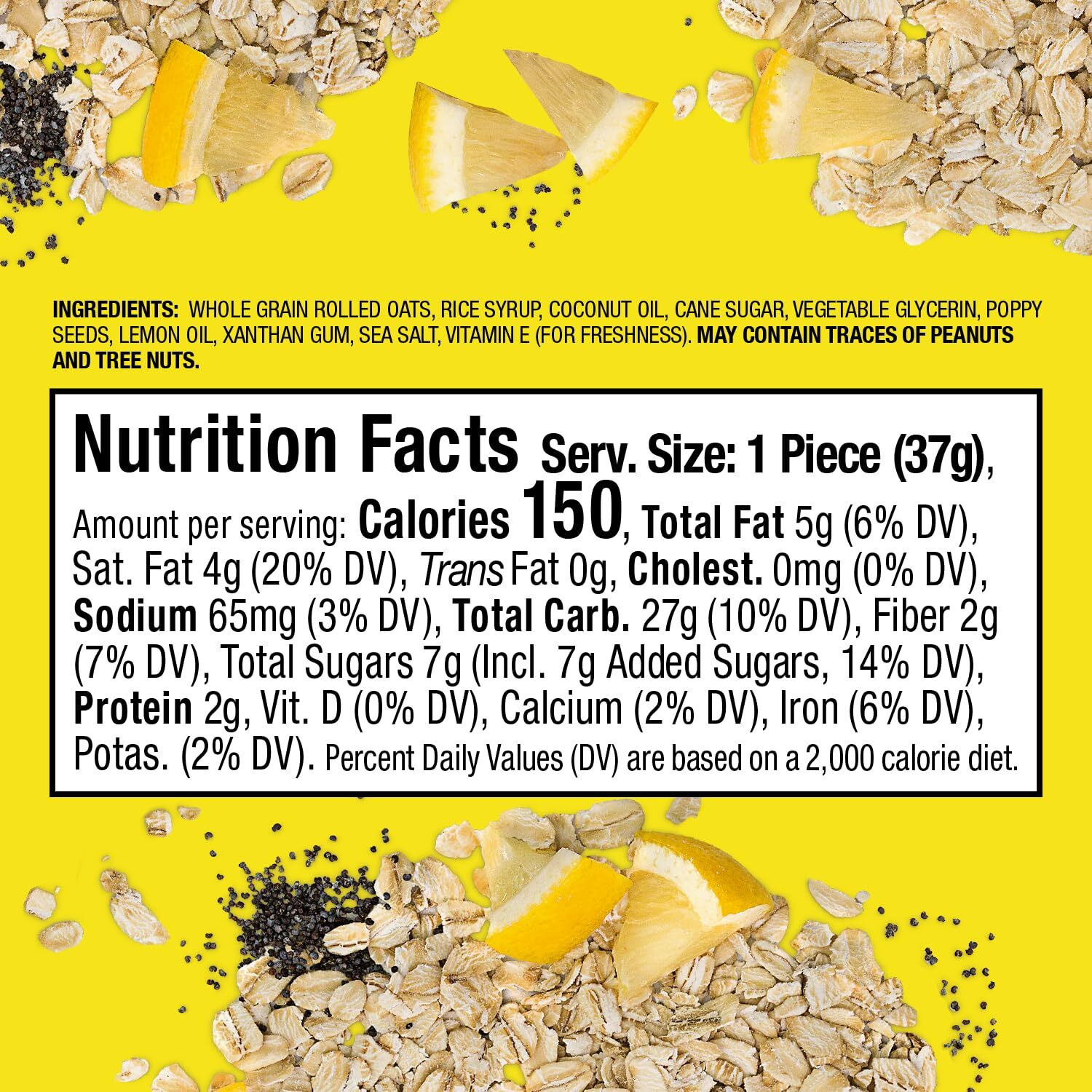 Bobo's Oat Bites, Lemon Poppyseed, 1.3 Oz Bites (30 Pack Box), Gluten Free Whole Grain Snack, Vegan On-The-Go