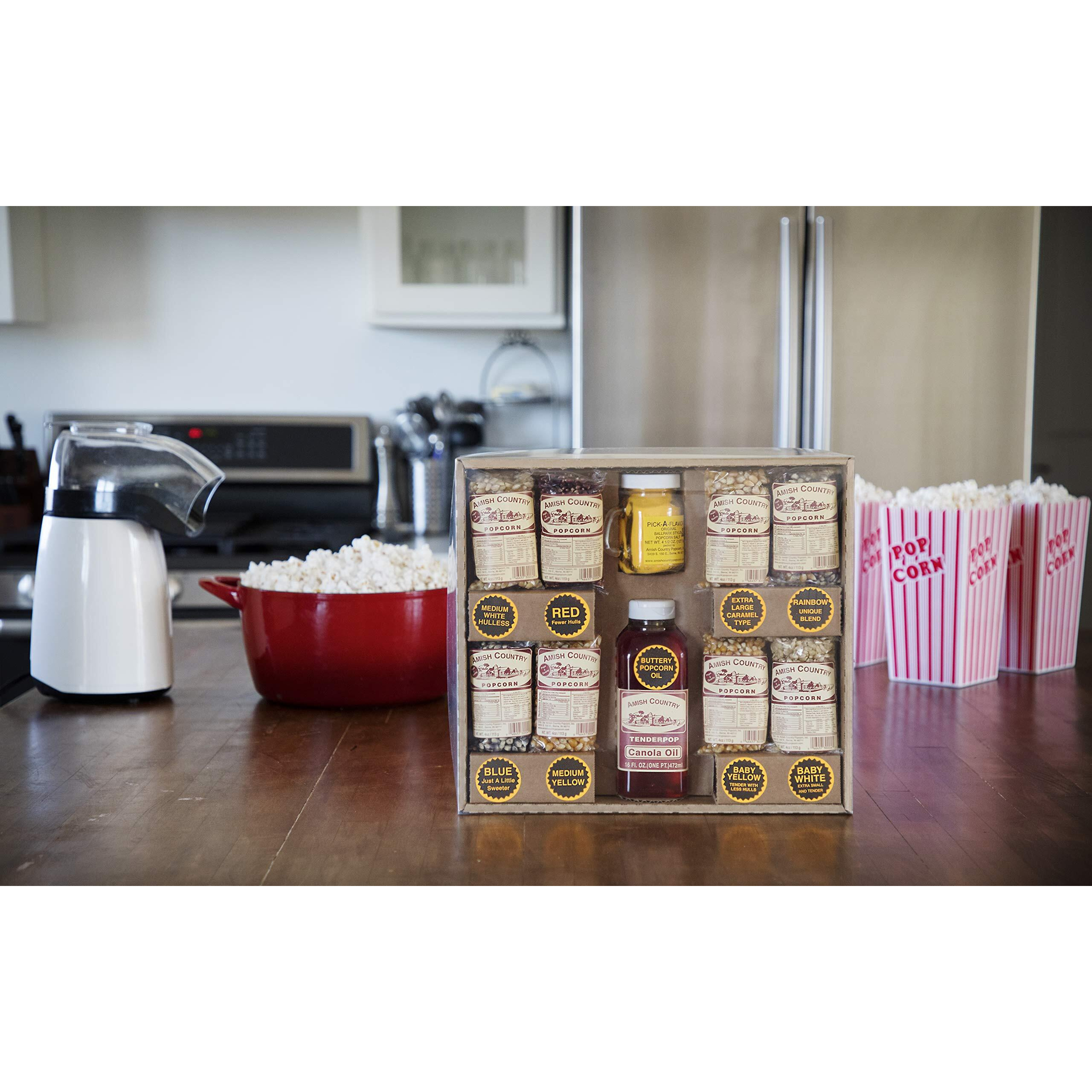Amish Country Popcorn | 8-4 Oz Bags | Stovetop Popping Sampler Pack With Canola Oil - 16 Oz And Ballpark Buttersalt - 4.5 Oz | Old Fashioned, Non-Gmo And Gluten Free (Stovetop Sampler - 8-4 Oz Bags)