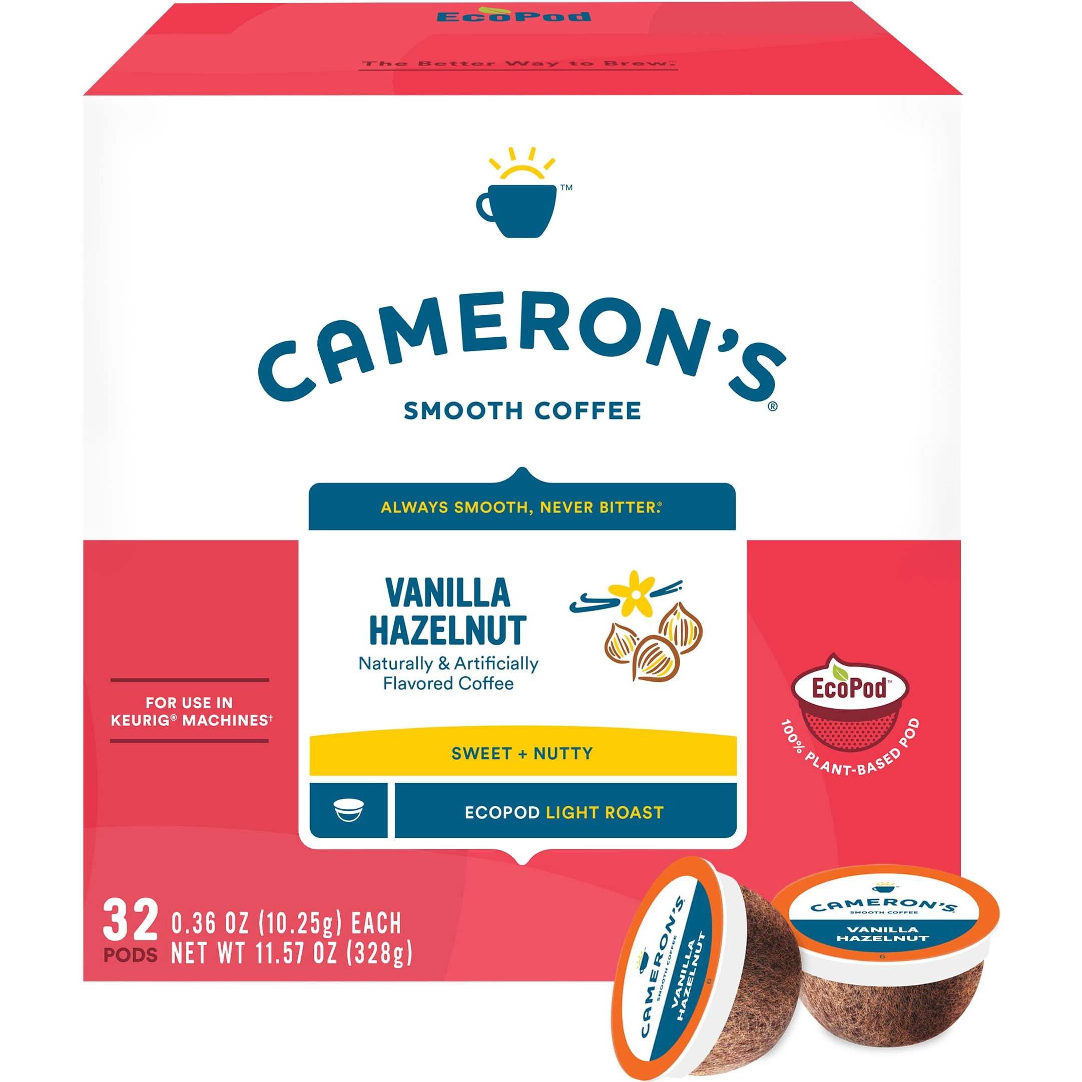 Cameron's Coffee Single Serve Pods, Flavored, Vanilla Hazelnut, 32 Count (Pack Of 1)
