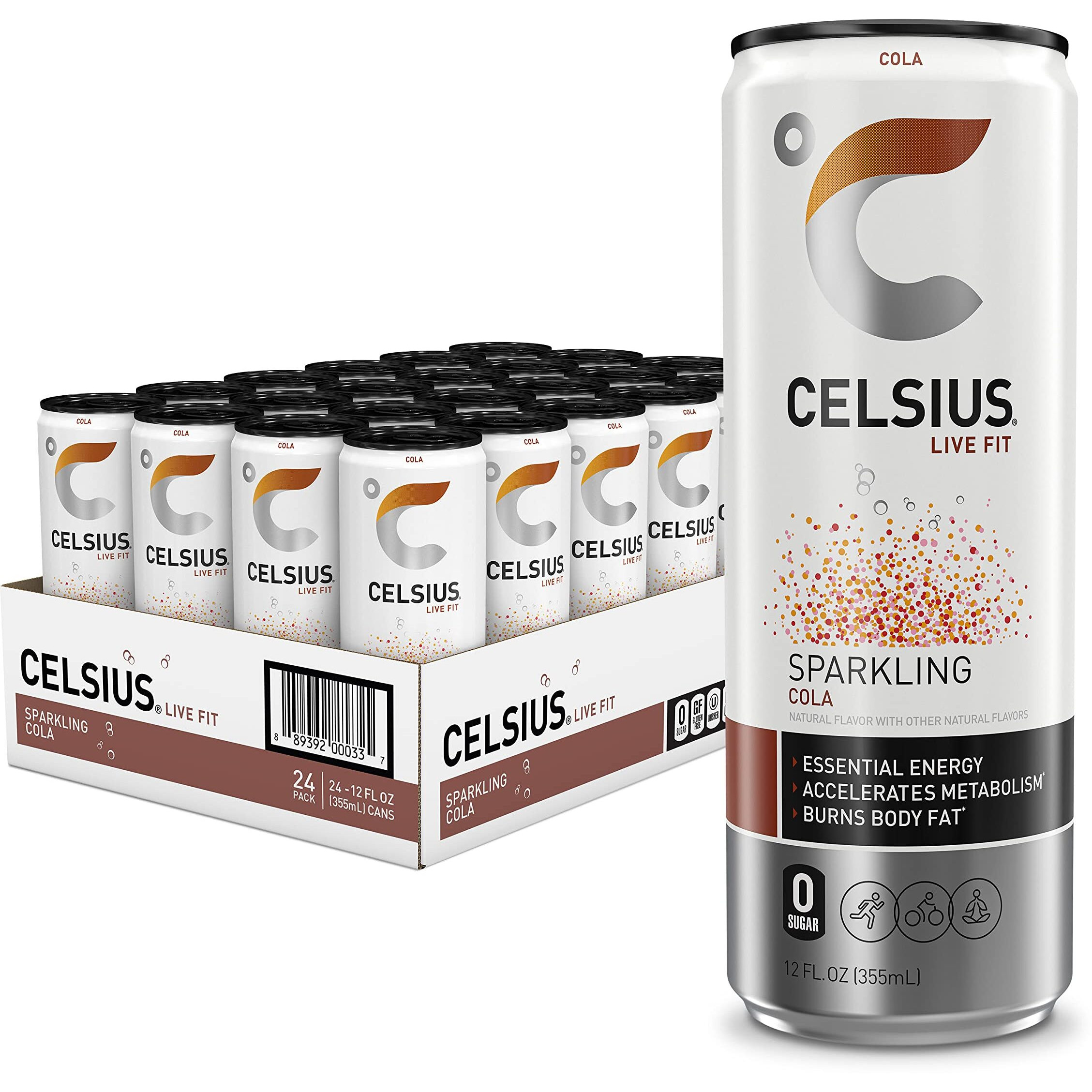 Celsius Sparkling Cola, Functional Essential Energy Drink, 12 Fl Oz (Pack Of 24)