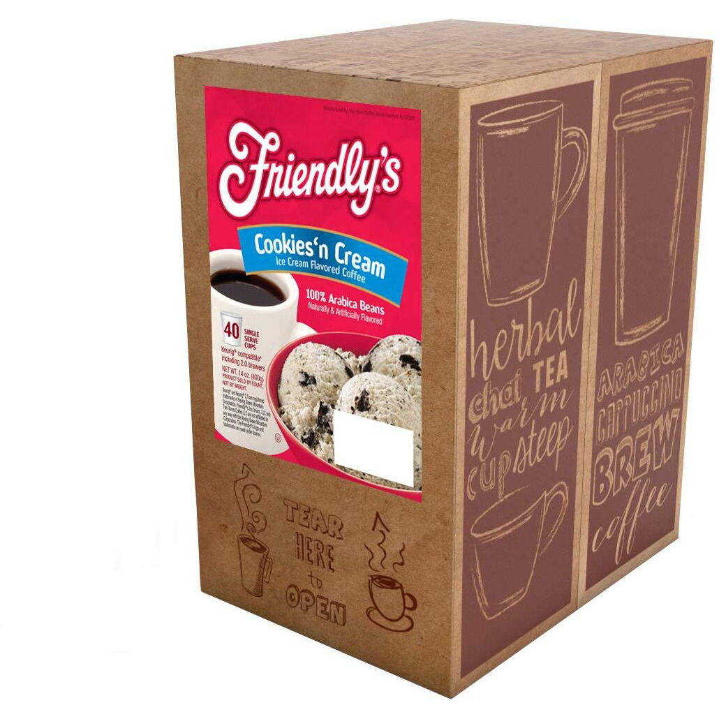 Friendly's Flavored Ice Cream Coffee Pods, Compatible With Keurig K Cup Brewers (Cookies & Cream, 40 Count)