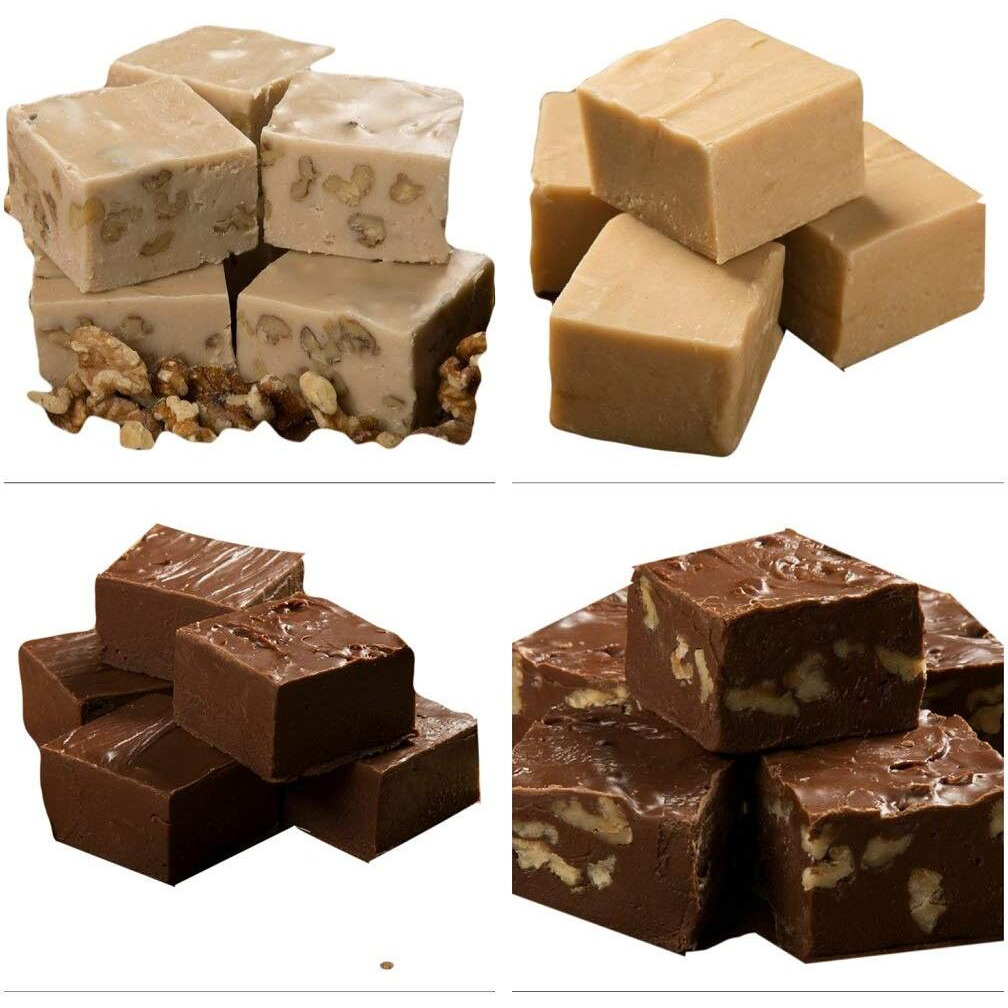Betsy's Fancy Fudge Variety Box, 1/4 Lb Each Individually Wrapped Squares Of Chocolate, Chocolate Walnut, Peanut Butter, Maple Walnut - 1 Lb, Gluten Free Candy, Fresh Gourmet Fudge, Makes Great Gift