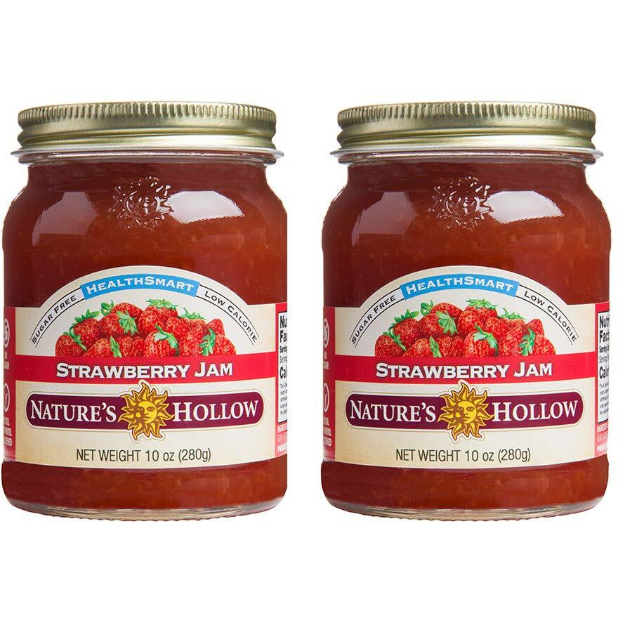 Nature's Hollow Strawberry Jam Sugar Free Jam And Preserves, Low Cal, Non Gmo, Keto Jam, Vegan, Gluten Free, And Diabetic Friendly - Sugar Free Jelly - 10Oz Pack Of 2