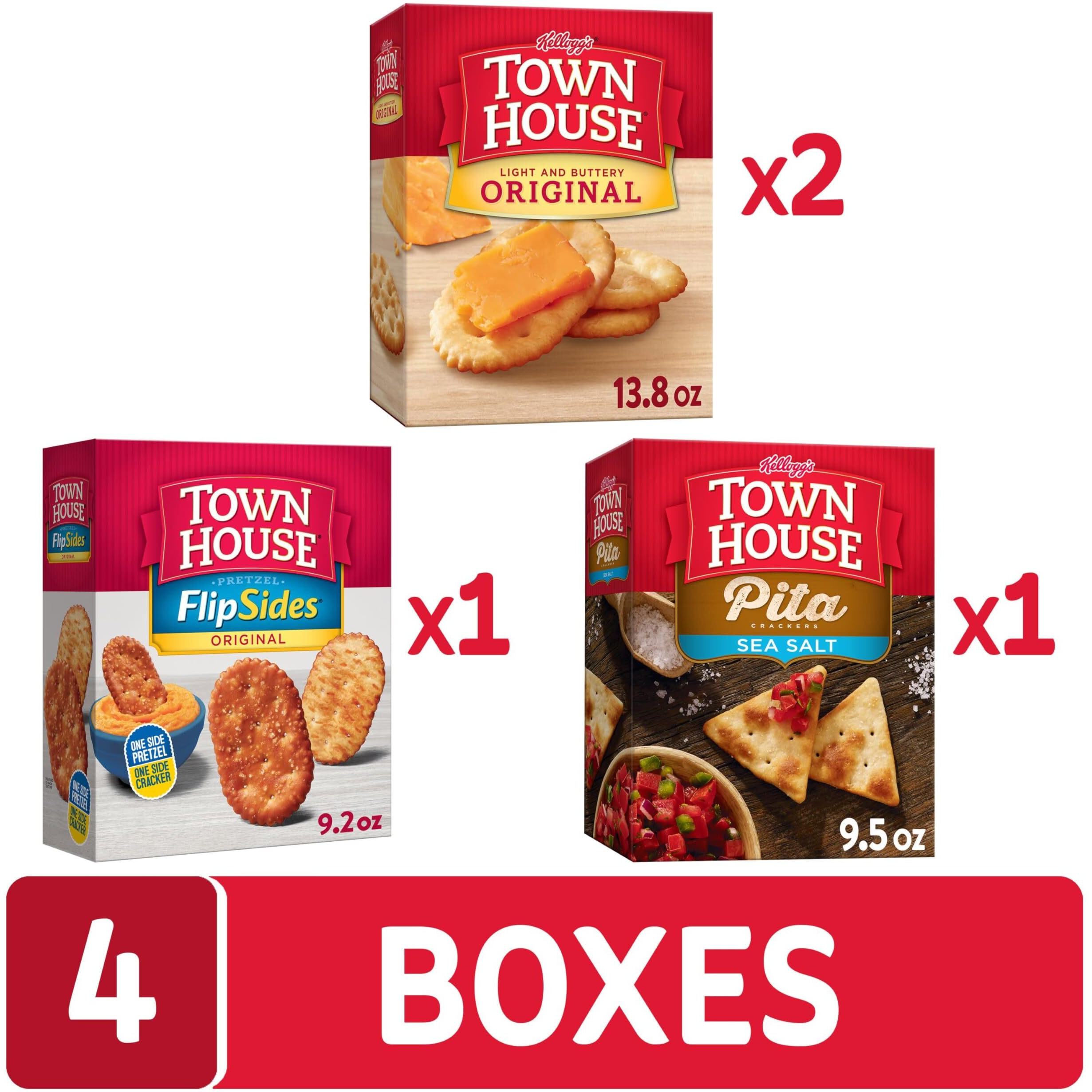 Kellogg's Town House Crackers, Party Snacks, Party Pack, Variety Pack (4 Boxes)