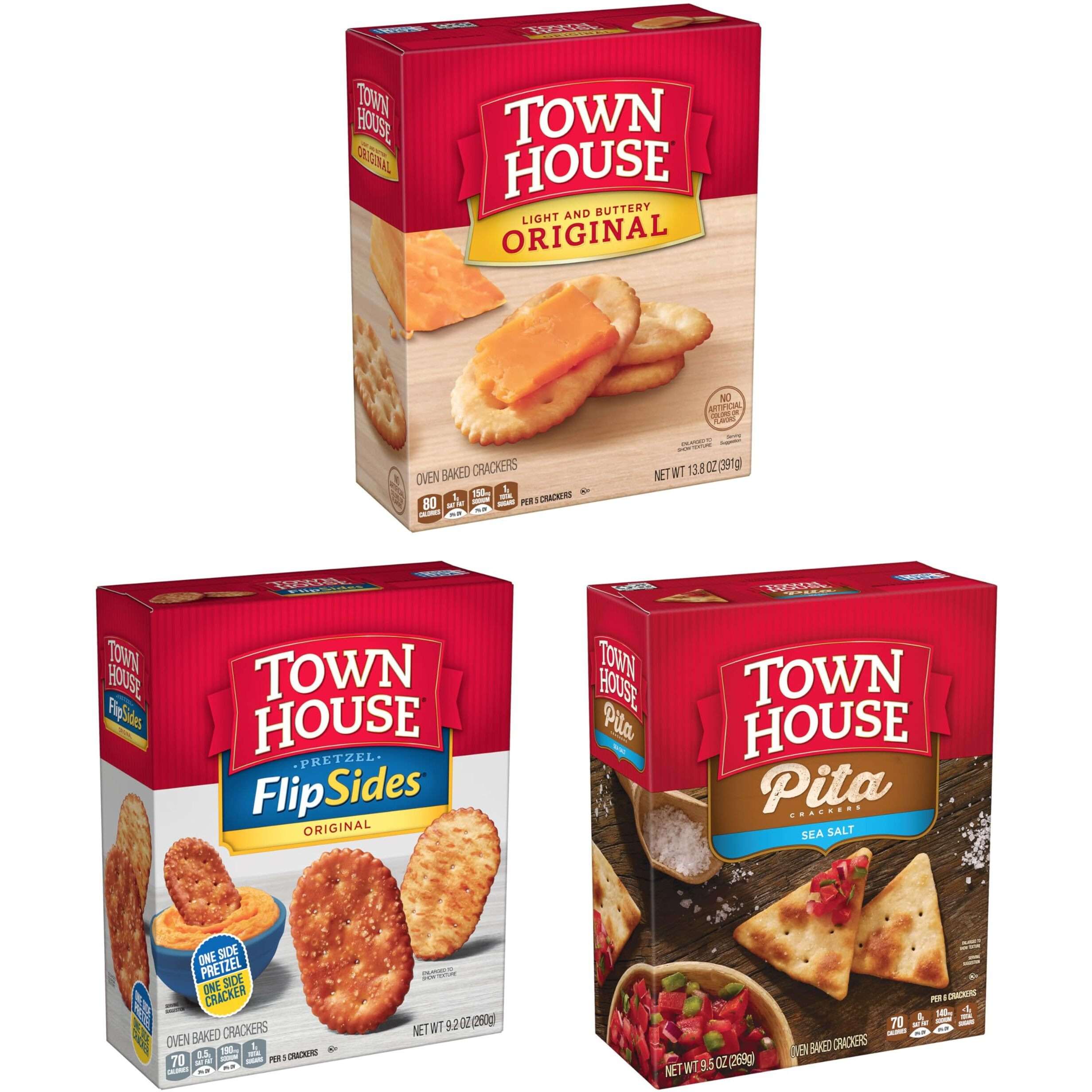 Kellogg's Town House Crackers, Party Snacks, Party Pack, Variety Pack (4 Boxes)