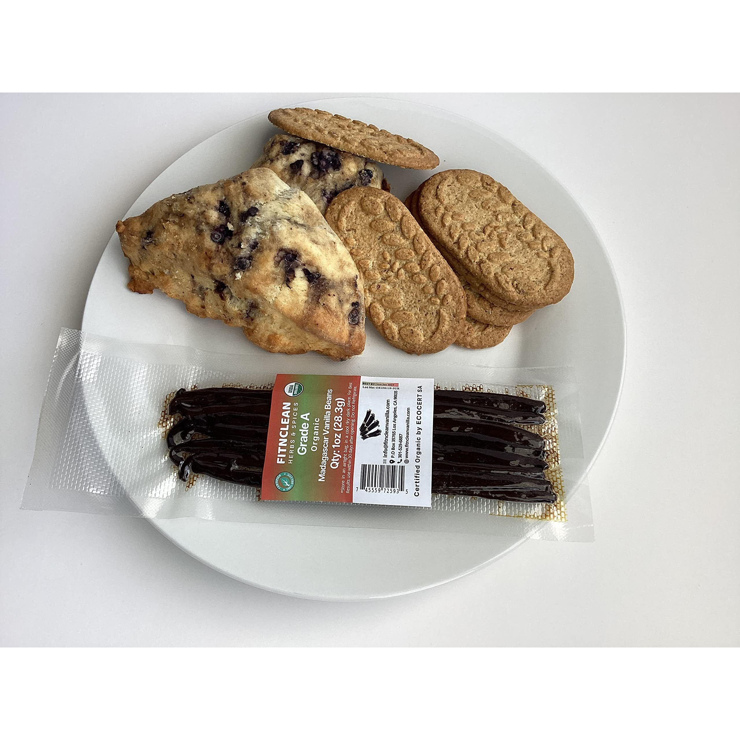 1Oz. Madagascar Organic Vanilla Beans Gourmet Grade A. Certified Usda Organic 6""-7.5"" By Fitnclean Vanilla For Cooking, Brewing, Extract Fresh Bourbon Non-Gmo Whole Pods