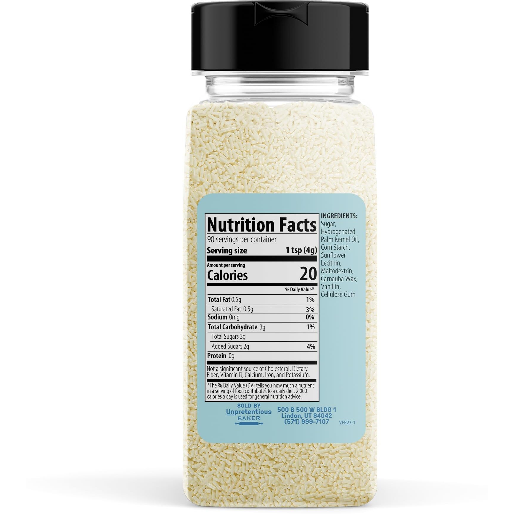 Unpretentious White Jimmies Sprinkles (2 Cups), Light Ivory, Perfect For Festivities, Multi-Use Shaker Bottle, Dessert Decorating