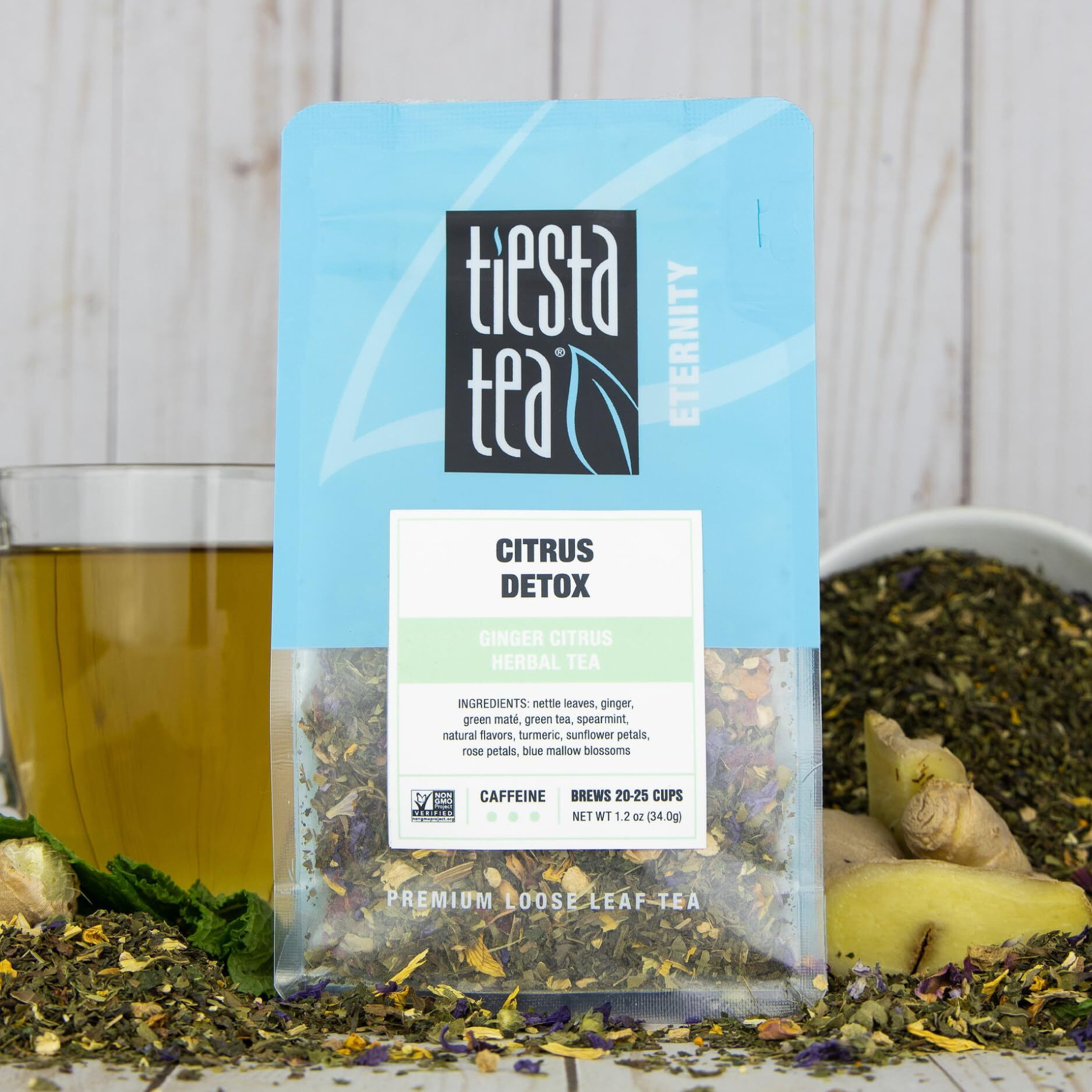 Tiesta Tea - Ginger Citrus Herbal Tea | Premium Loose Leaf Tea Blend | High Caffeinated Tea | Make Hot Or Iced Tea & Brews Up To 25 Cups | Made W/ Natural Ingredients - 1.2 Ounce Resealable Pouch