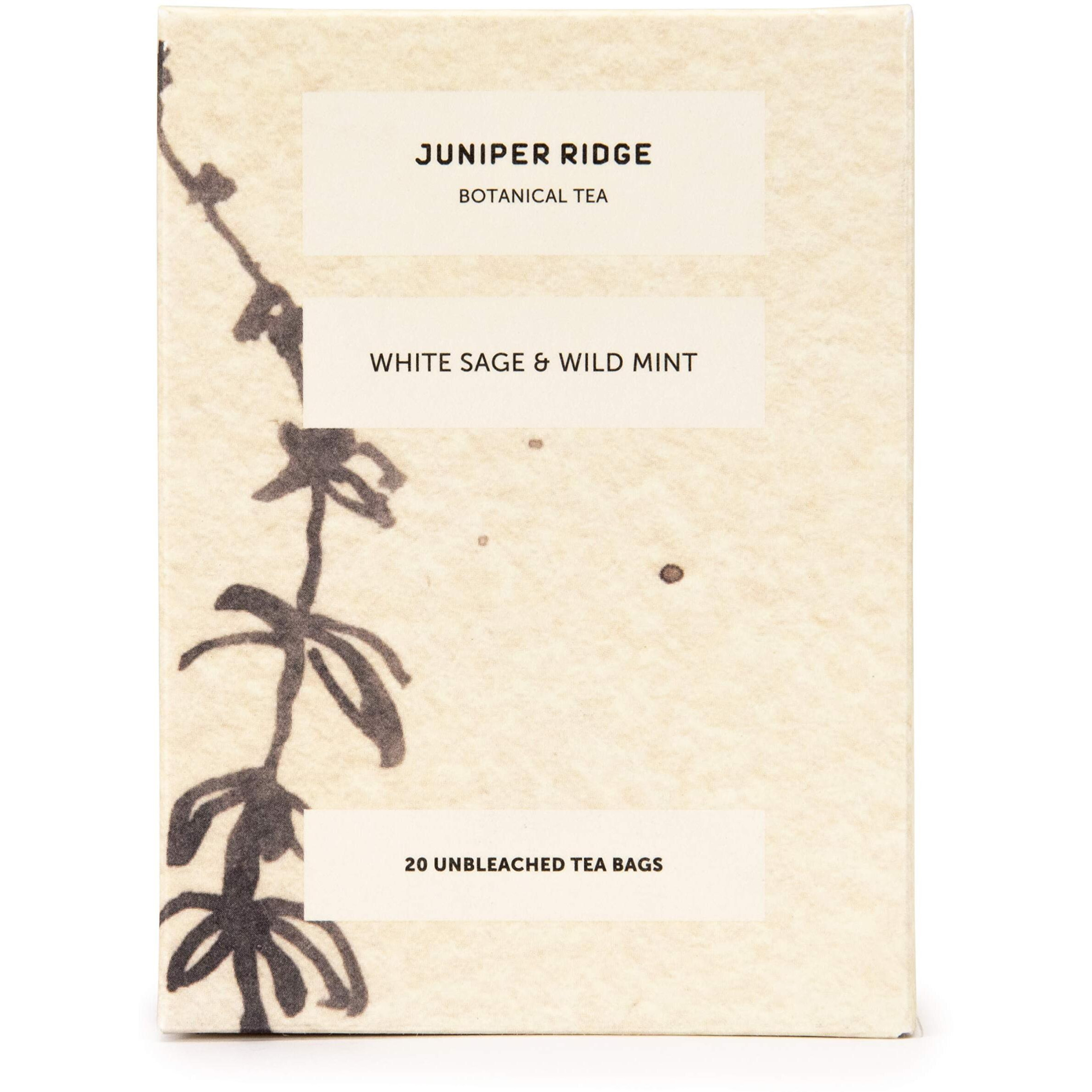 Juniper Ridge White Sage & Wild Mint Botanical Tea - Earthy, Herbal, & Bright Mint Notes - Vegan, Caffeine Free & Gluten Free - 20 Unbleached Teabags