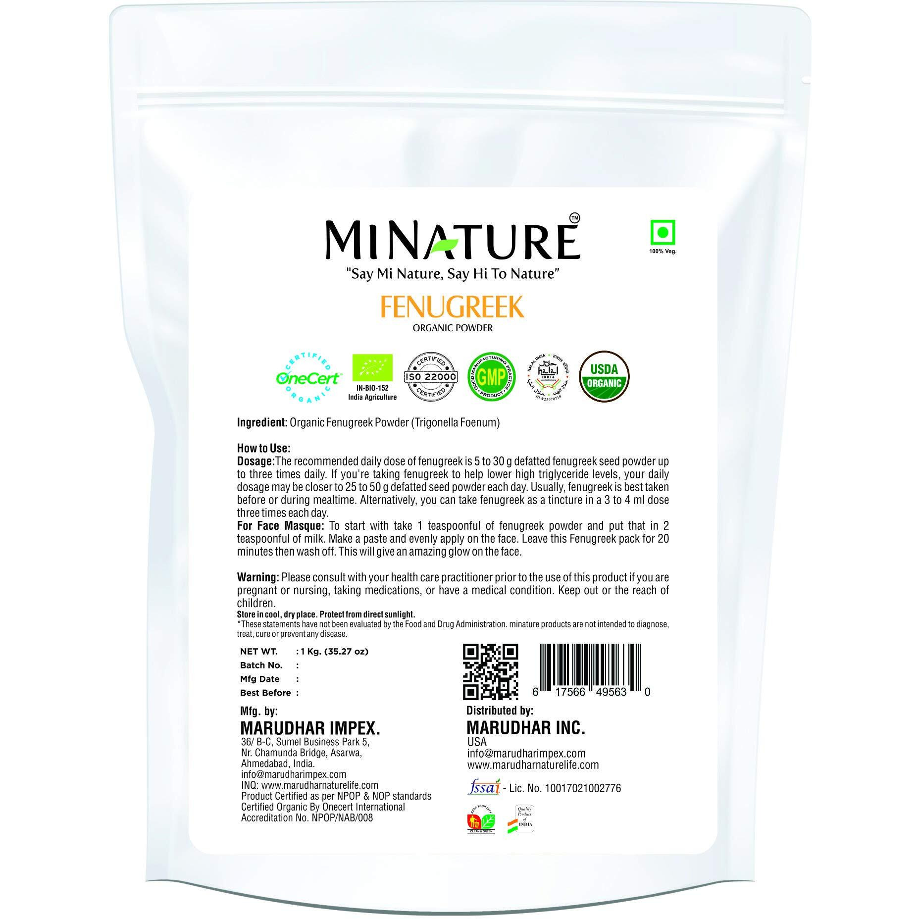 Fenugreek Powder (Trigonella Foenum) Usda Organic | 1 Kg (35.27 Oz) | Bulk Pack |100% Natural, Organically Grown | Resealable Zip Lock Pouch