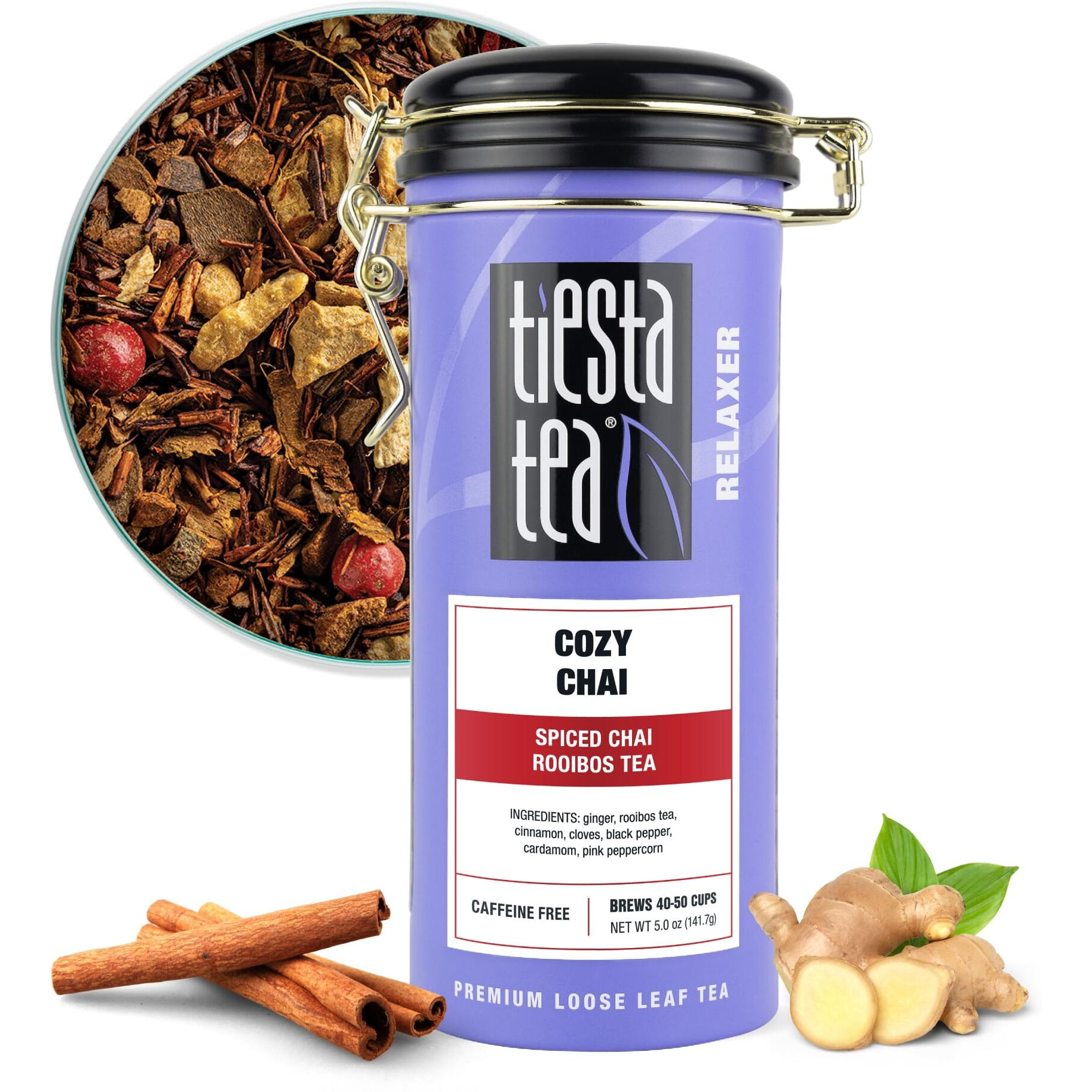 Tiesta Tea - Cozy Chai | Spiced Chai Rooibos Tea | Premium Loose Leaf Tea Blend | Caffeine Free Herbal Tea | Make Hot Or Iced & Up To 50 Cups - 5 Oz Refillable Tin Can