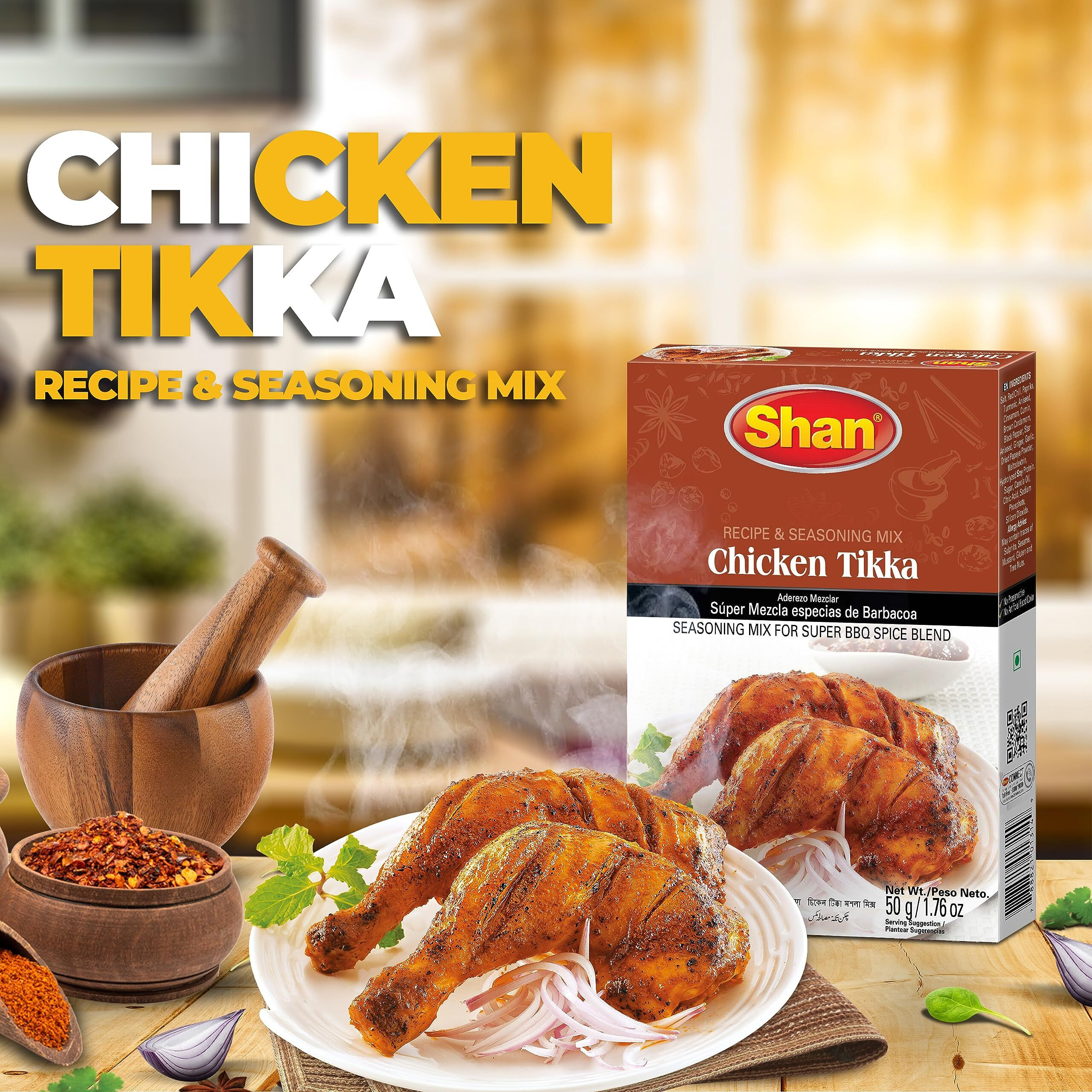 Shan - Chicken Tikka Masala Mix (50G) - Seasoning Packets For Tikka Masala (Pack Of 6)