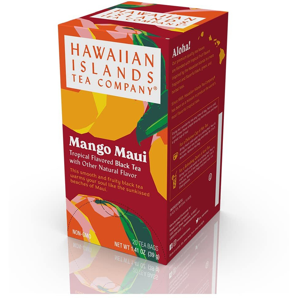 Hawaiian Islands Tea Company Mango Maui Black Tea, All Natural - 120 Teabags (6 Boxes)