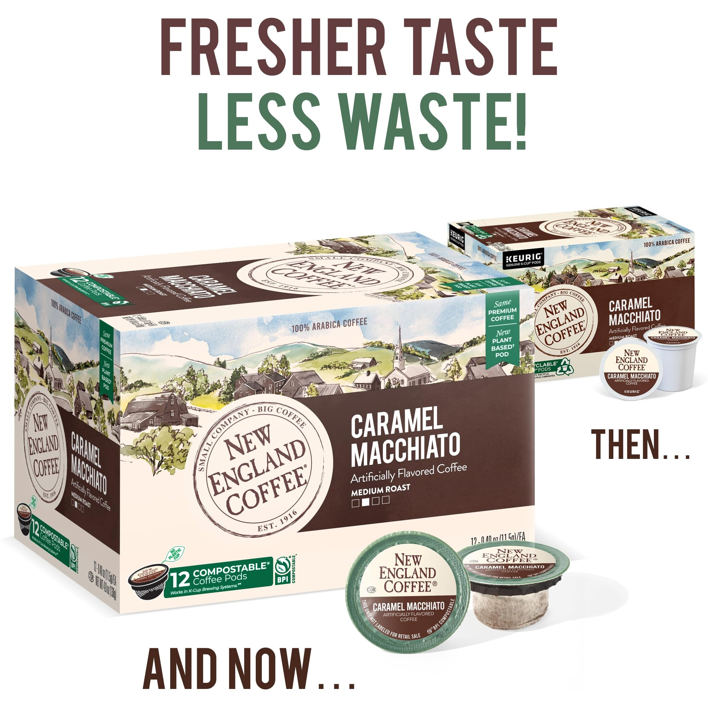 New England Coffee Caramel Macchiato Medium Roast Single Serve Pods, 12Ct Box (Pack Of 1)