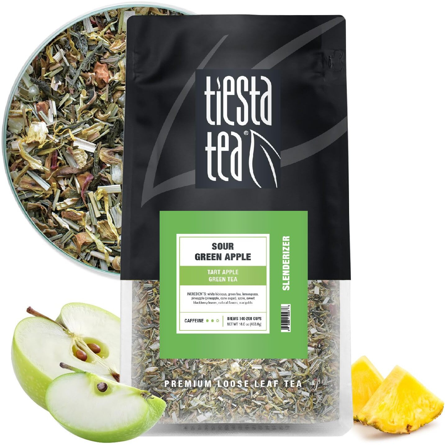 Tiesta Tea - Sour Green Apple - Tart Apple Green Tea - Loose Leaf Tea Blend - Medium Caffeinated Green Tea - Make Hot Or Iced Tea Up To 140-200 Cups - 16 Oz Resealable Bulk Bag