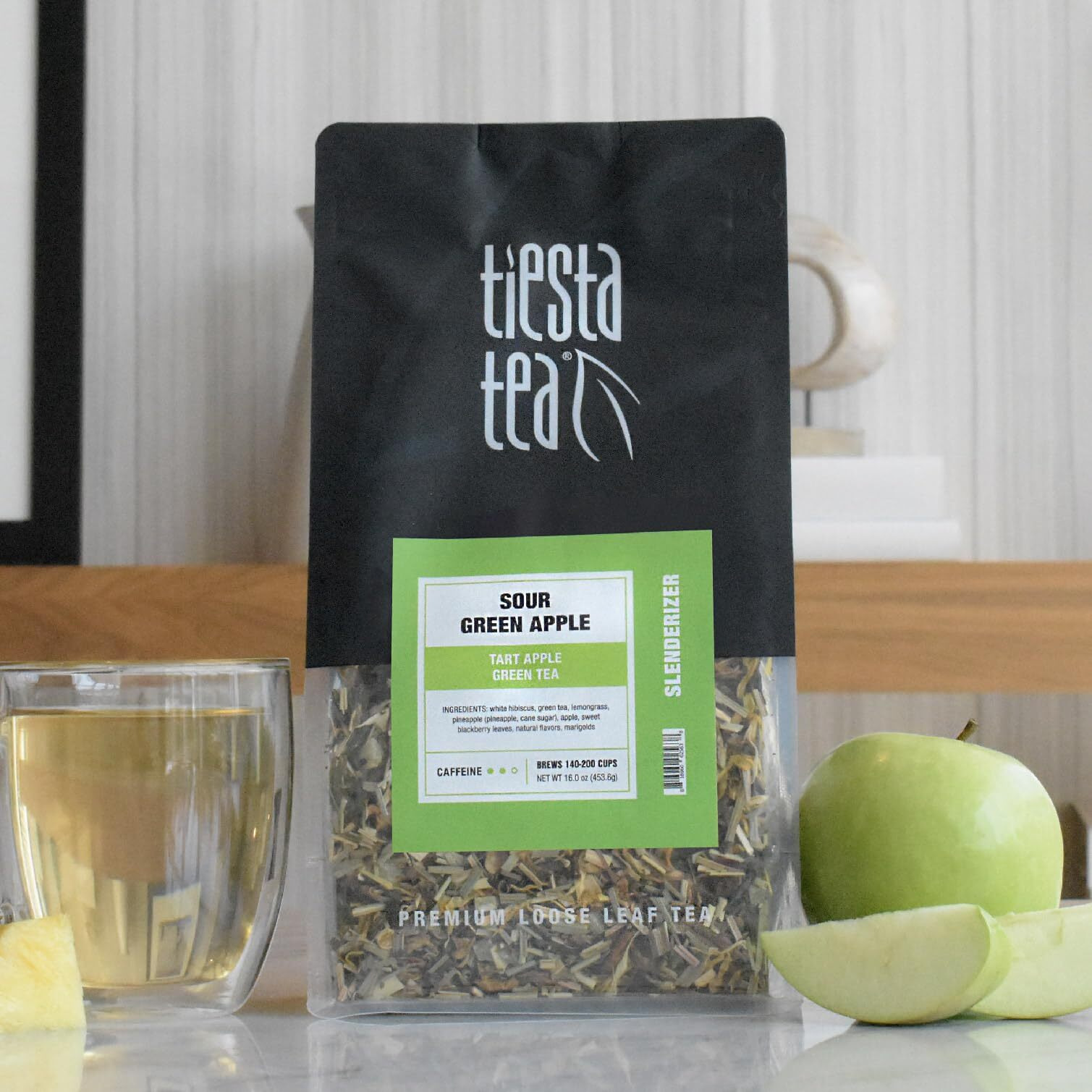 Tiesta Tea - Sour Green Apple - Tart Apple Green Tea - Loose Leaf Tea Blend - Medium Caffeinated Green Tea - Make Hot Or Iced Tea Up To 140-200 Cups - 16 Oz Resealable Bulk Bag