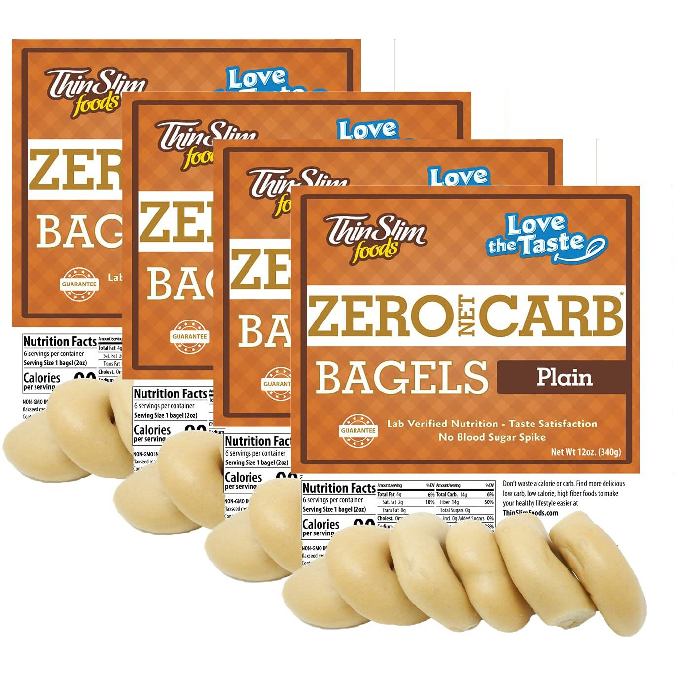 Thinslim Foods Keto Food Bagels | Keto Bread Or Keto Snack Breakfast Alternative | Low Carb Plain, 4 Pack (6 Diet Bagels Per Keto Friendly Food Pack)