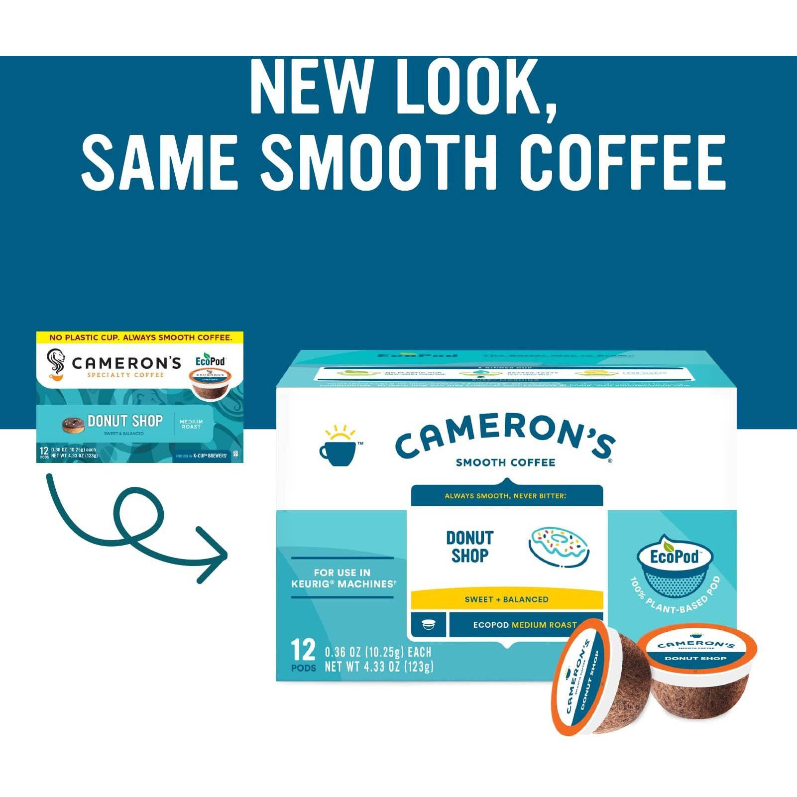 Cameron's Coffee Single Serve Pods, Donut Shop, 12 Count (Pack Of 1)