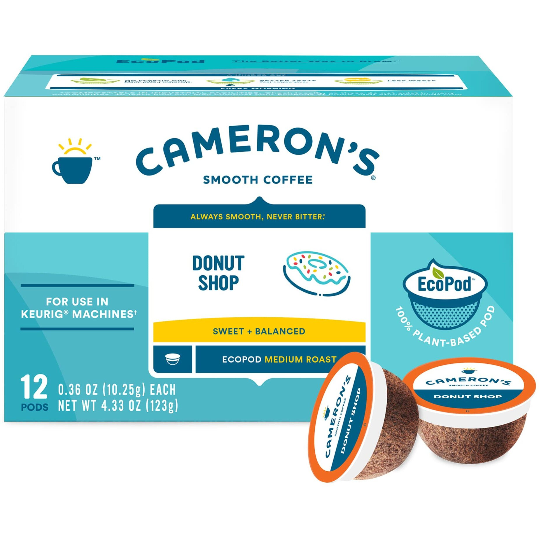 Cameron's Coffee Single Serve Pods, Donut Shop, 12 Count (Pack Of 1)