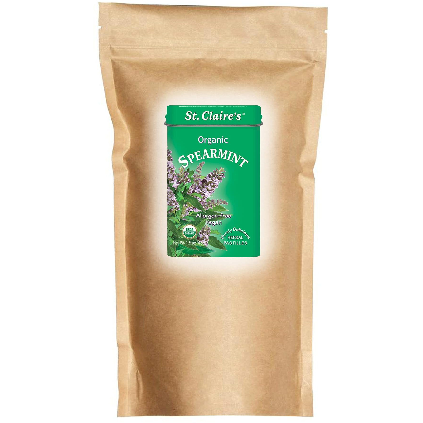 St. Claire's Organic Breath Mints (Spearmint, 27 Ounce Refill Bag, Over 800 Pieces) | Gluten-Free, Vegan, Gmo-Free, Plant-Based, Allergen-Free | Made In Our Allergen-Free Facility