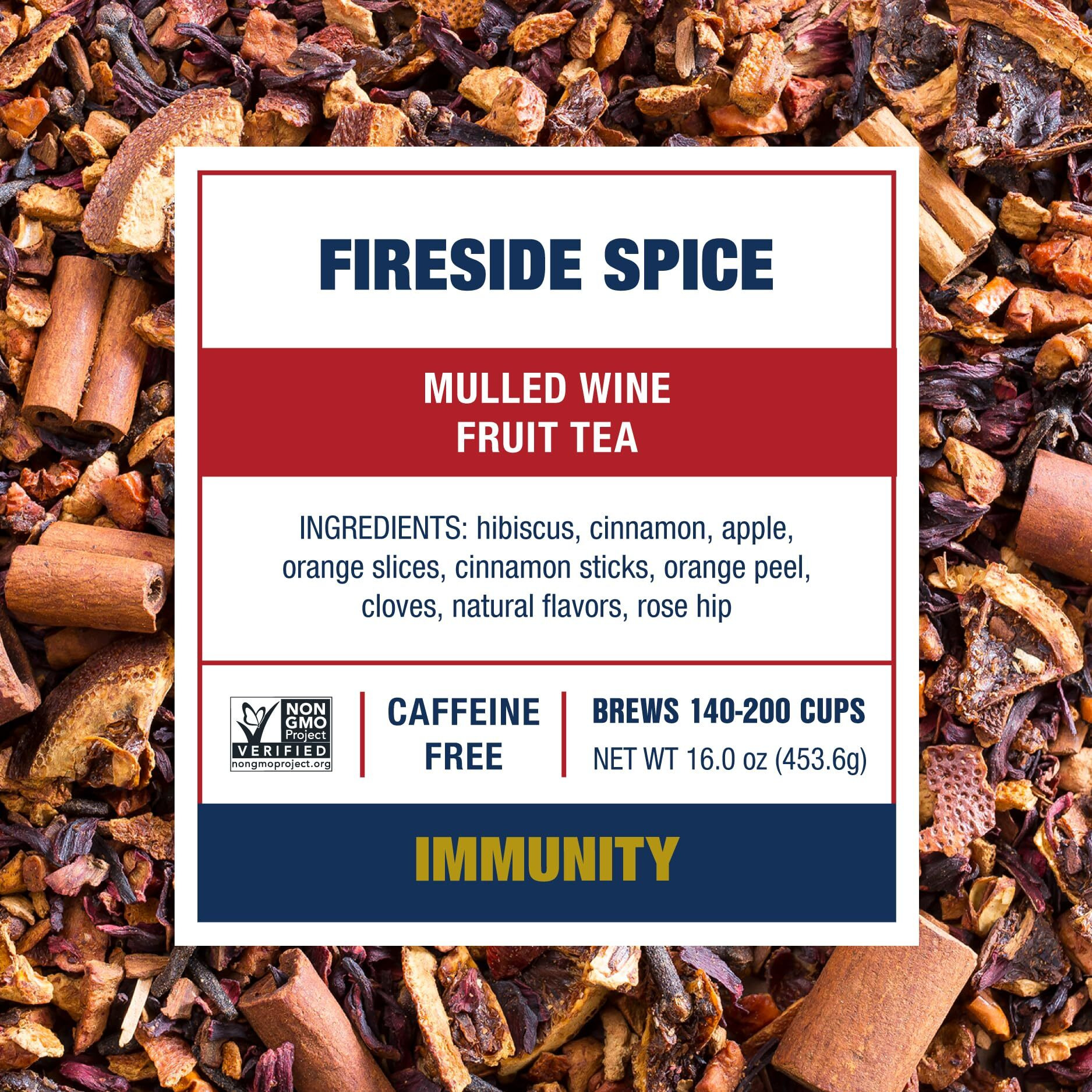 Tiesta Tea - Fireside Spice, Mulled Wine Herbal Tea, Premium Loose Leaf Tea Blend, Non Caffeinated Holiday Teas, Make Hot Or Iced Tea & Brews Up To 200 Cups - 16 Ounce Resealable Bulk Pouch