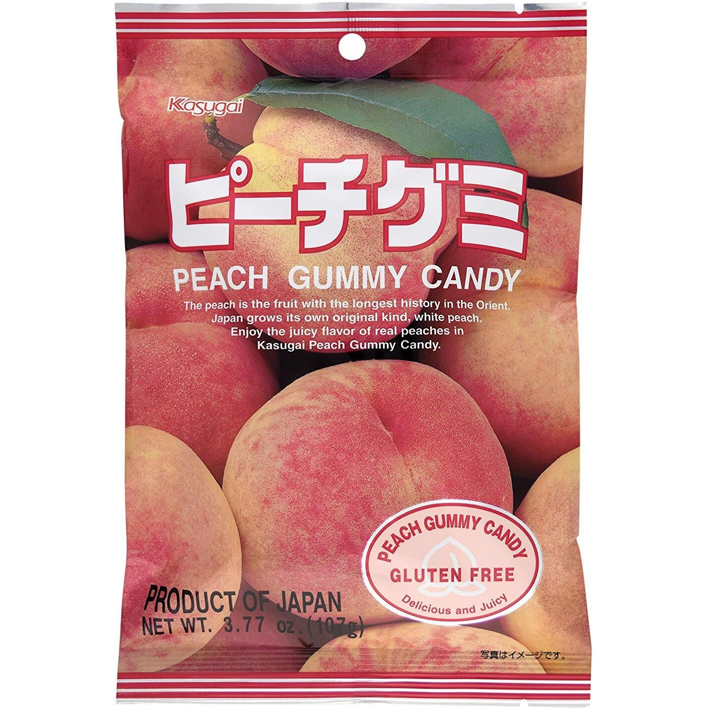 Kasugai Peach Gummy Candy 3.77Oz (9 Pack)