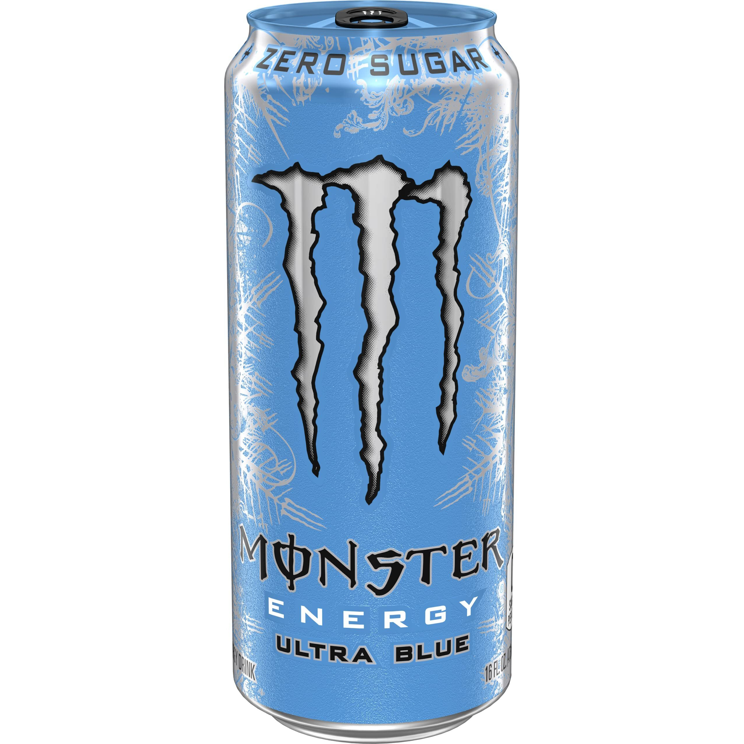Monster Energy Ultra Blue, Sugar Free Energy Drink, 16 Ounce (Pack Of 15)