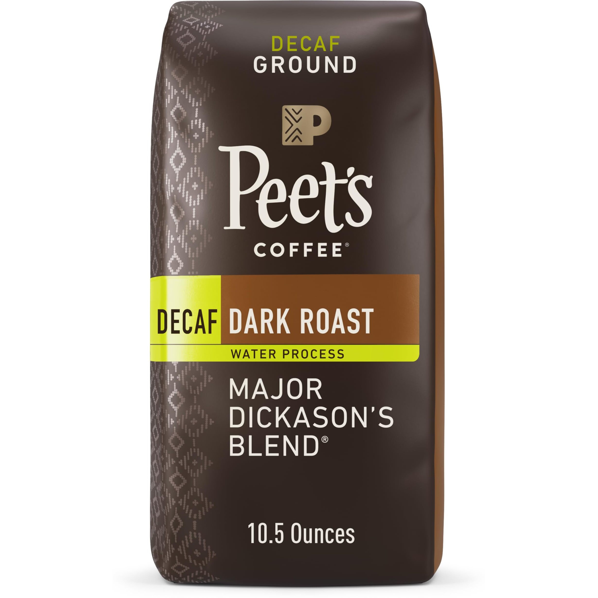 Peet's Coffee, Dark Roast Decaffeinated Ground Coffee - Decaf Major Dickason's Blend 10.5 Ounce Bag