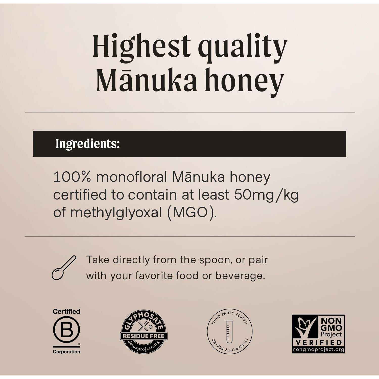 Manukora Raw Manuka Honey, Mgo 50+, New Zealand Honey, Non-Gmo, Traceable From Hive To Hand, Daily Wellness Support - 500G (1.1 Lb)