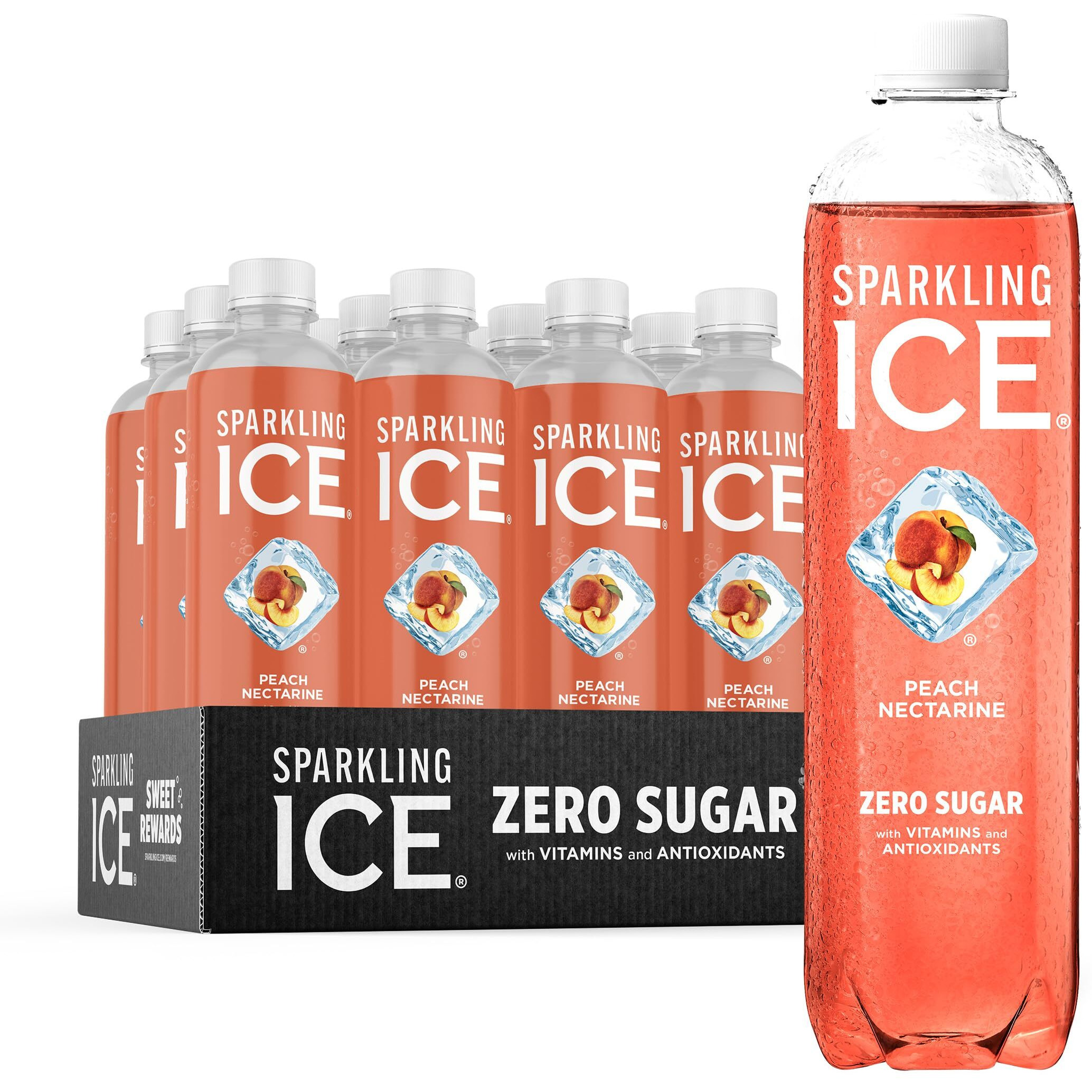 Sparkling Ice, Peach Nectarine Sparkling Water, Zero Sugar Flavored Water, With Vitamins And Antioxidants, Low Calorie Beverage, 17 Fl Oz Bottles (Pack Of 12)