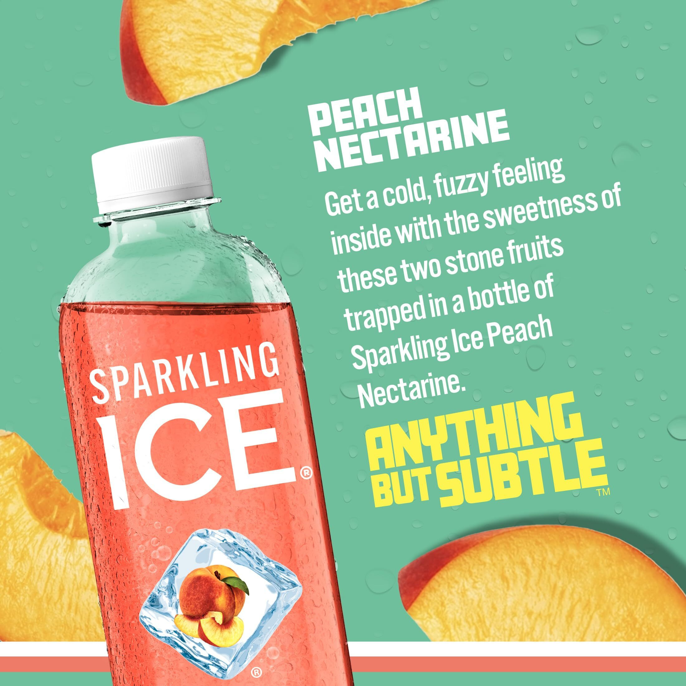 Sparkling Ice, Peach Nectarine Sparkling Water, Zero Sugar Flavored Water, With Vitamins And Antioxidants, Low Calorie Beverage, 17 Fl Oz Bottles (Pack Of 12)