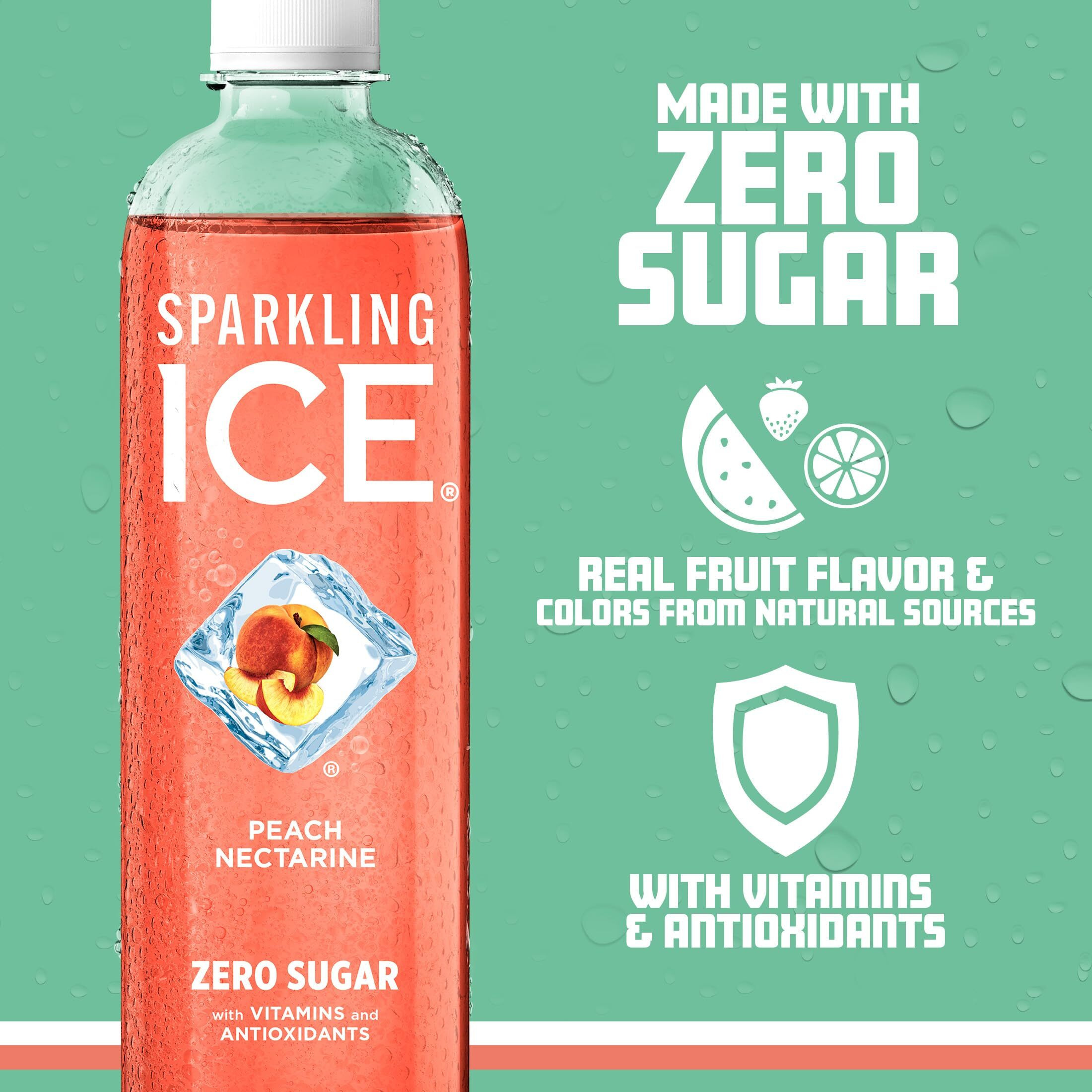 Sparkling Ice, Peach Nectarine Sparkling Water, Zero Sugar Flavored Water, With Vitamins And Antioxidants, Low Calorie Beverage, 17 Fl Oz Bottles (Pack Of 12)
