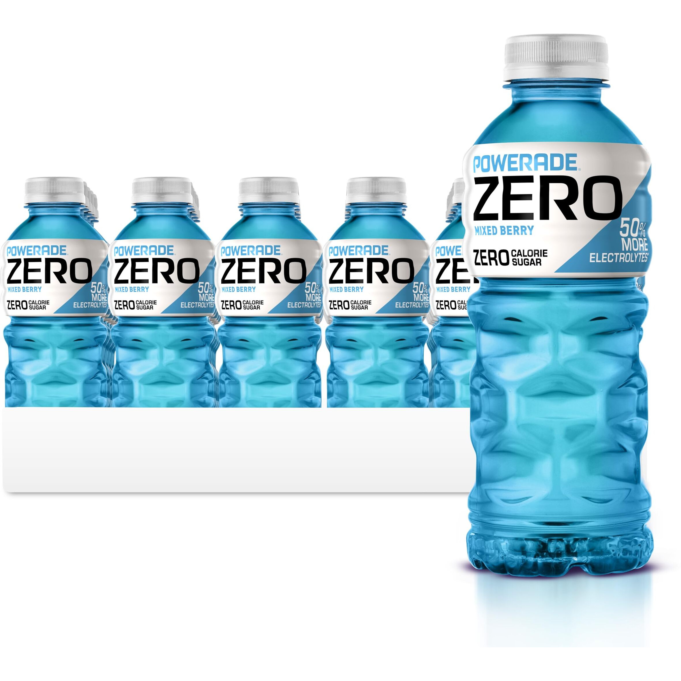 Powerade Electrolyte Enhanced Zero Sugar Mixed Berry Sports Drink, 20 Ounce (Pack Of 24)