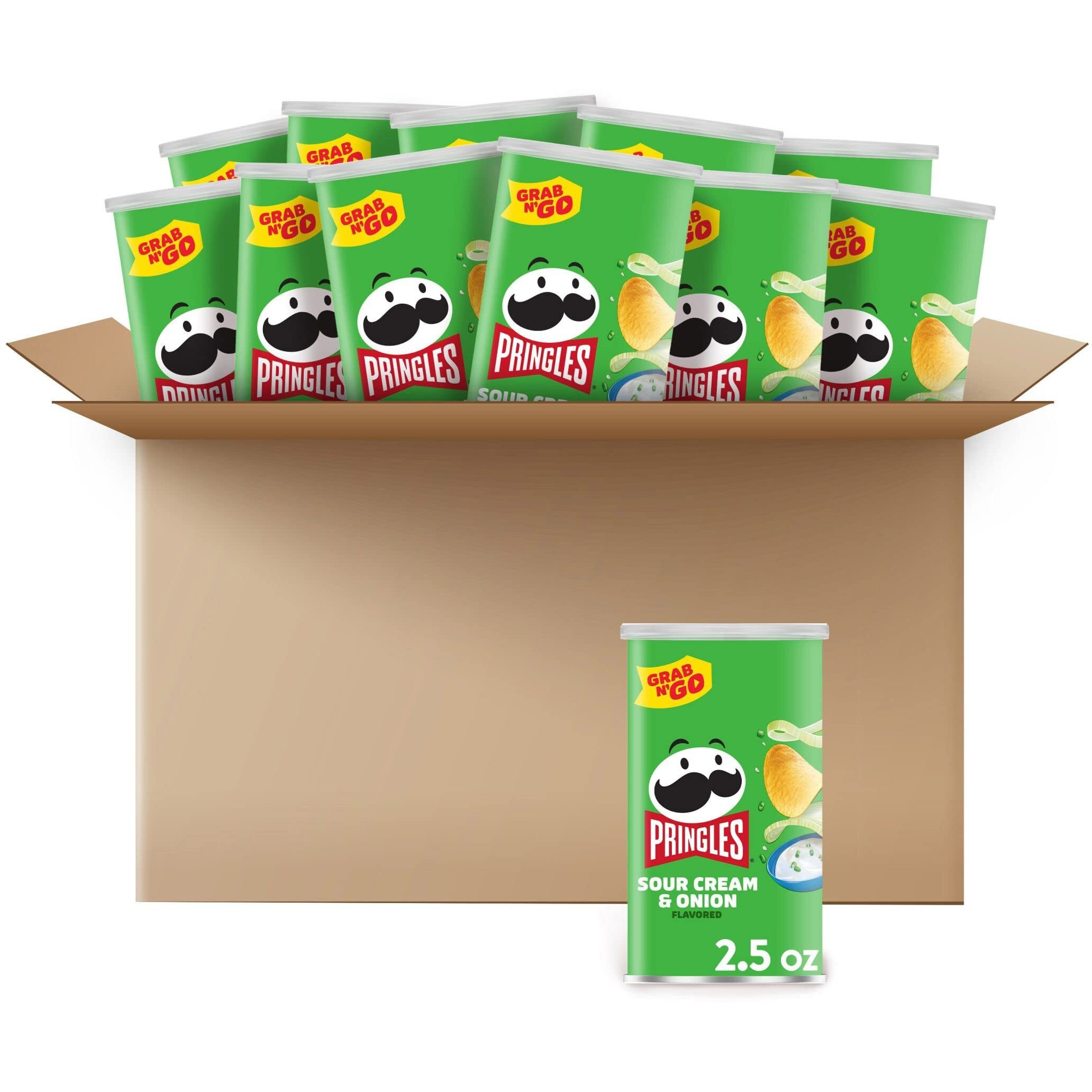 Pringles Potato Crisps Chips, Sour Cream & Onion, 2.5Oz (12 Count)