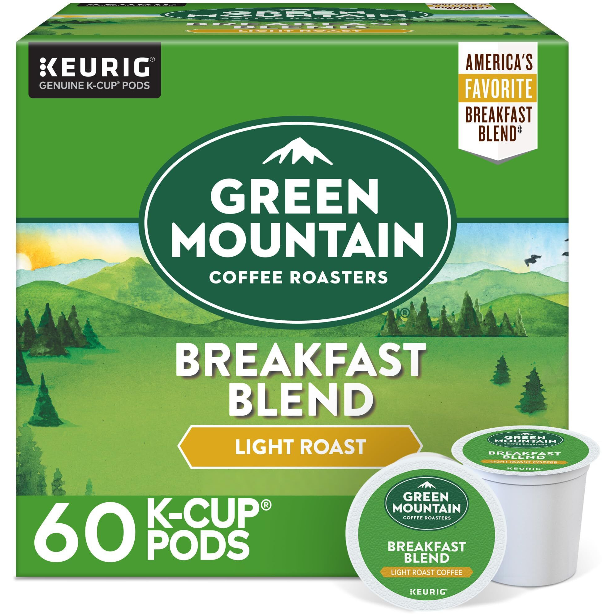 Green Mountain Coffee Roasters Breakfast Blend, Keurig Single Serve K-Cup Pods, Light Roast Coffee, 60 Count, (6 Packs Of 10)