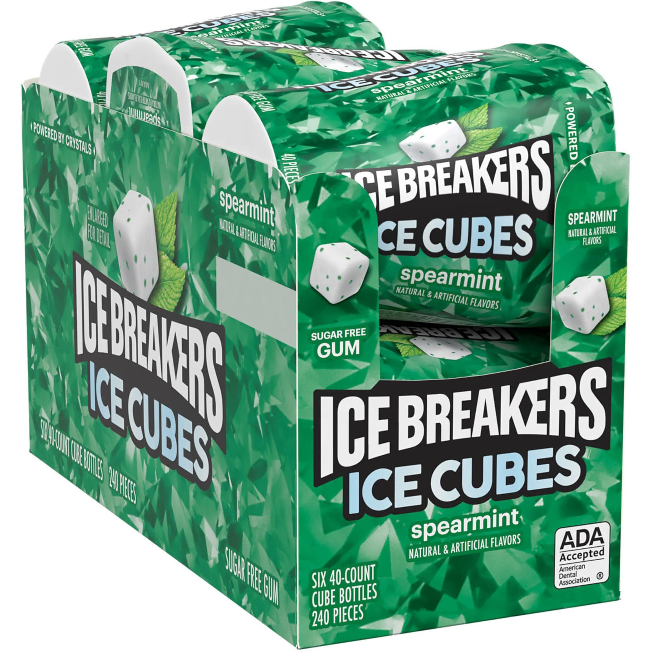 Ice Breakers Ice Cubes Spearmint Sugar Free Chewing Gum Bottles, 3.24 Oz (6 Count, 40 Pieces)