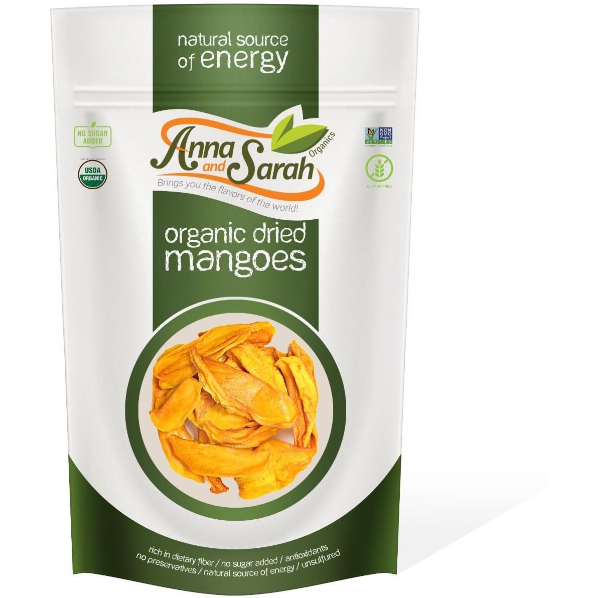 Anna And Sarah Dried Organic Mango, No Sugar Added, No Preservatives, Al-Natural, Premium Quality In Resealable Bag 3 Lbs