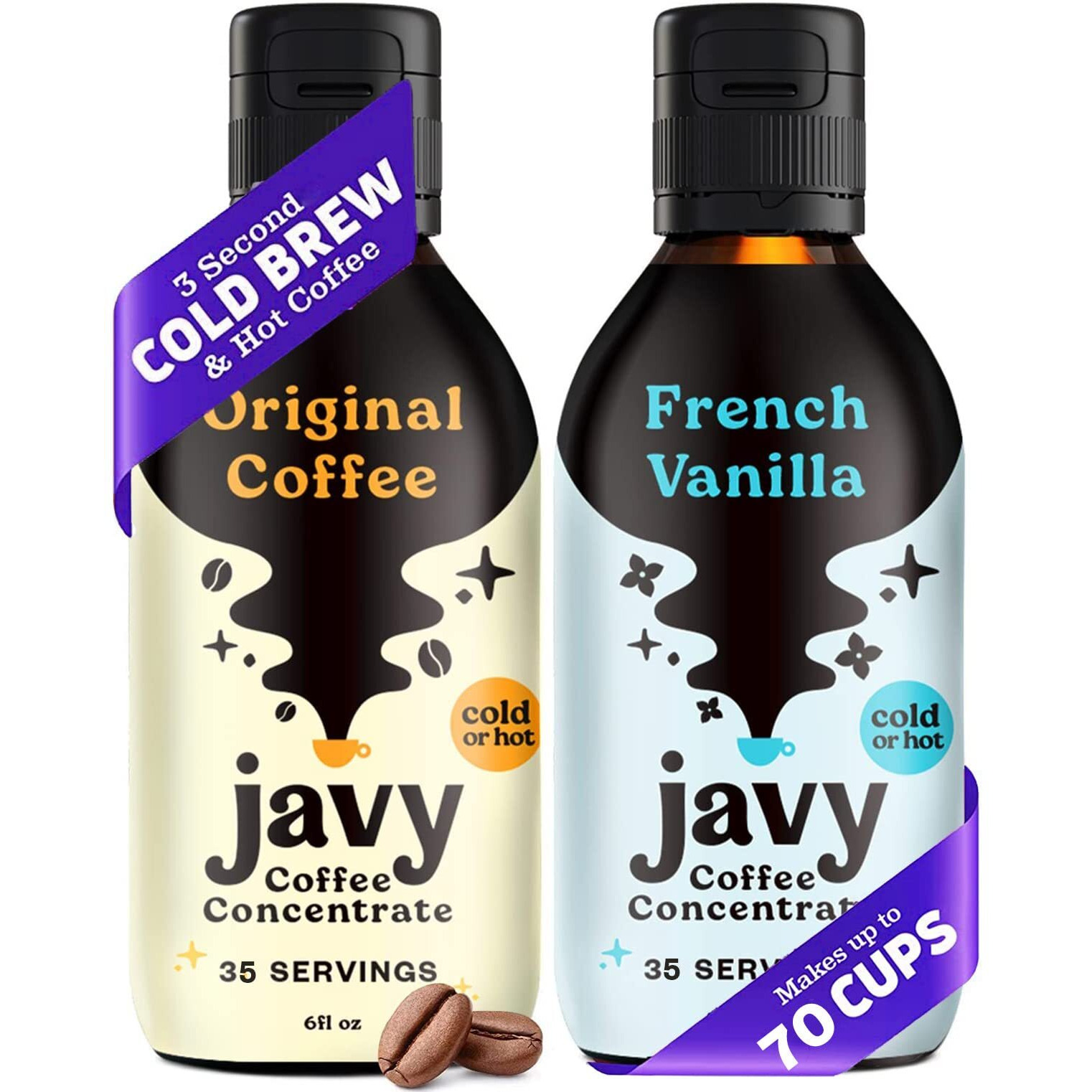 Javy Coffee Concentrate Bundle - Cold Brew Coffee, Perfect For Instant Iced Coffee, Cold Brewed Coffee And Hot Coffee - Original & Vanilla