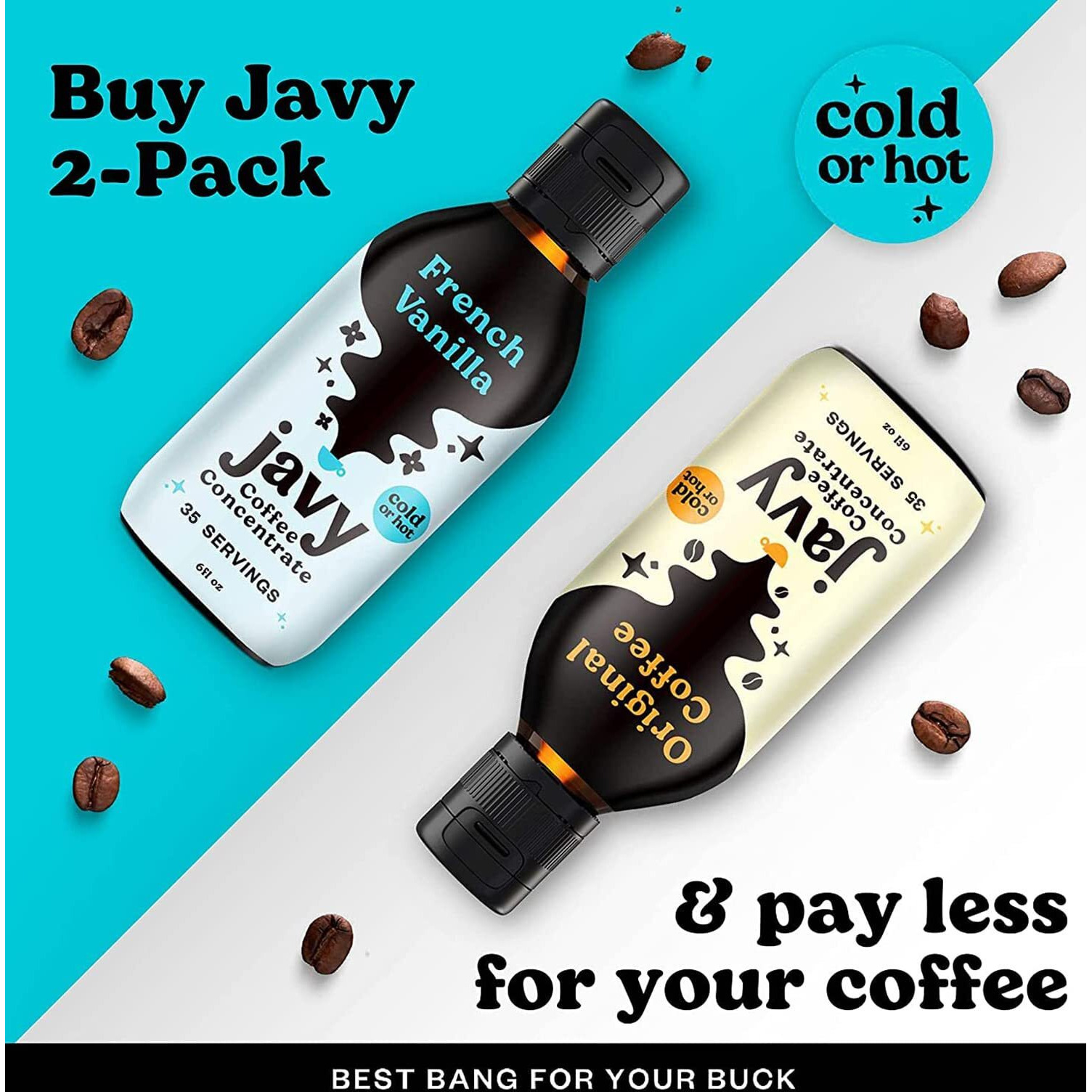 Javy Coffee Concentrate Bundle - Cold Brew Coffee, Perfect For Instant Iced Coffee, Cold Brewed Coffee And Hot Coffee - Original & Vanilla
